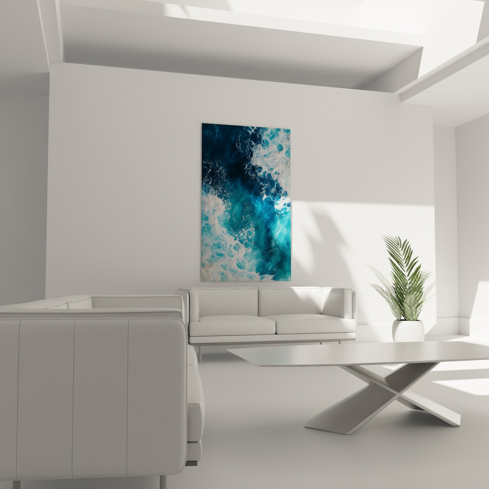 Detail veines blanches cristallines sur marbre bleu outremer, texture abstraite et reflets lumineux