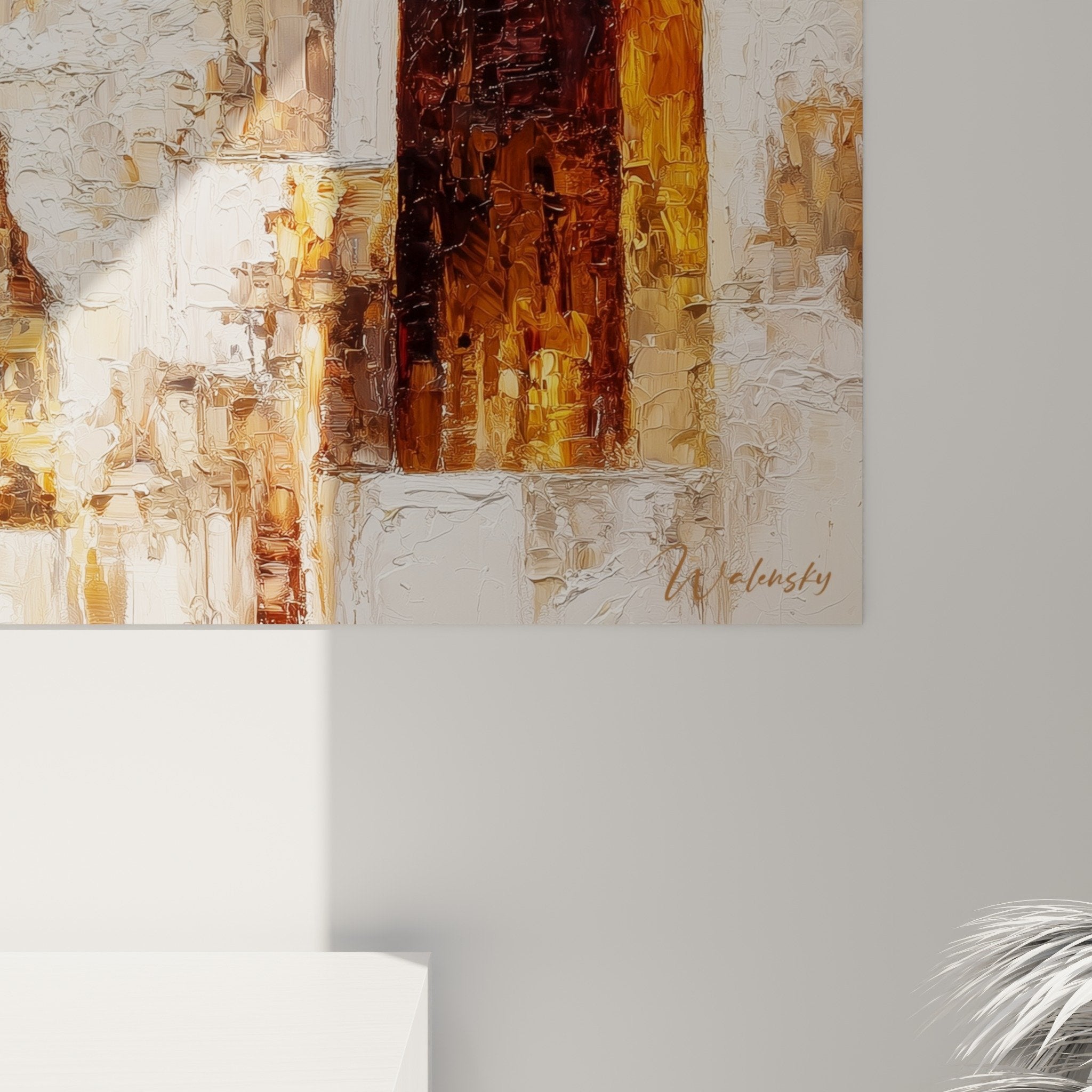 Gesamtansicht Architektur-Gemälde Steingewölbe warme Töne Feng-Shui Erde-Dekoration