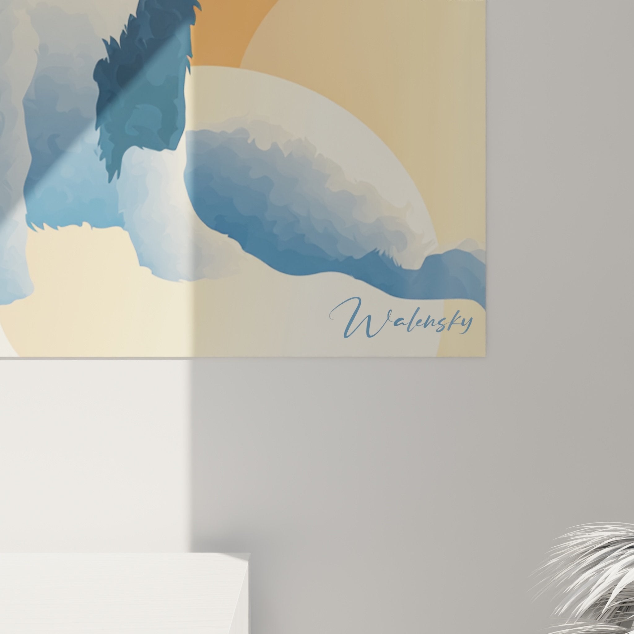 Bernese Mountain Dog geometric wall art colorful palette interior decor