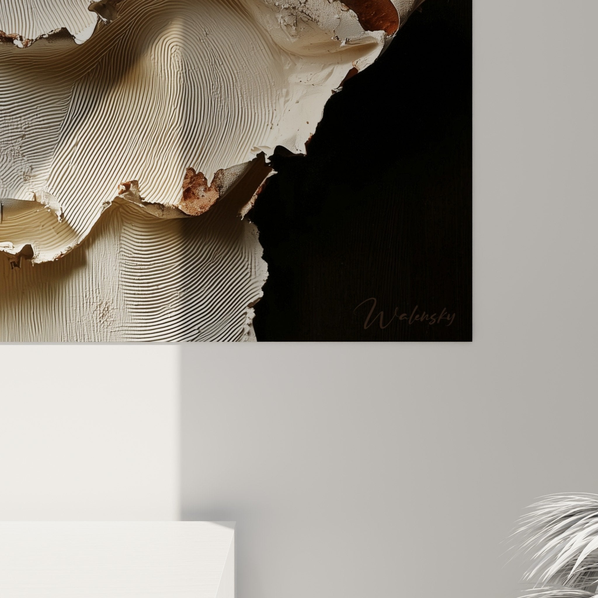 abstract wall art composition earthy tones modern living room feng shui northeast earth