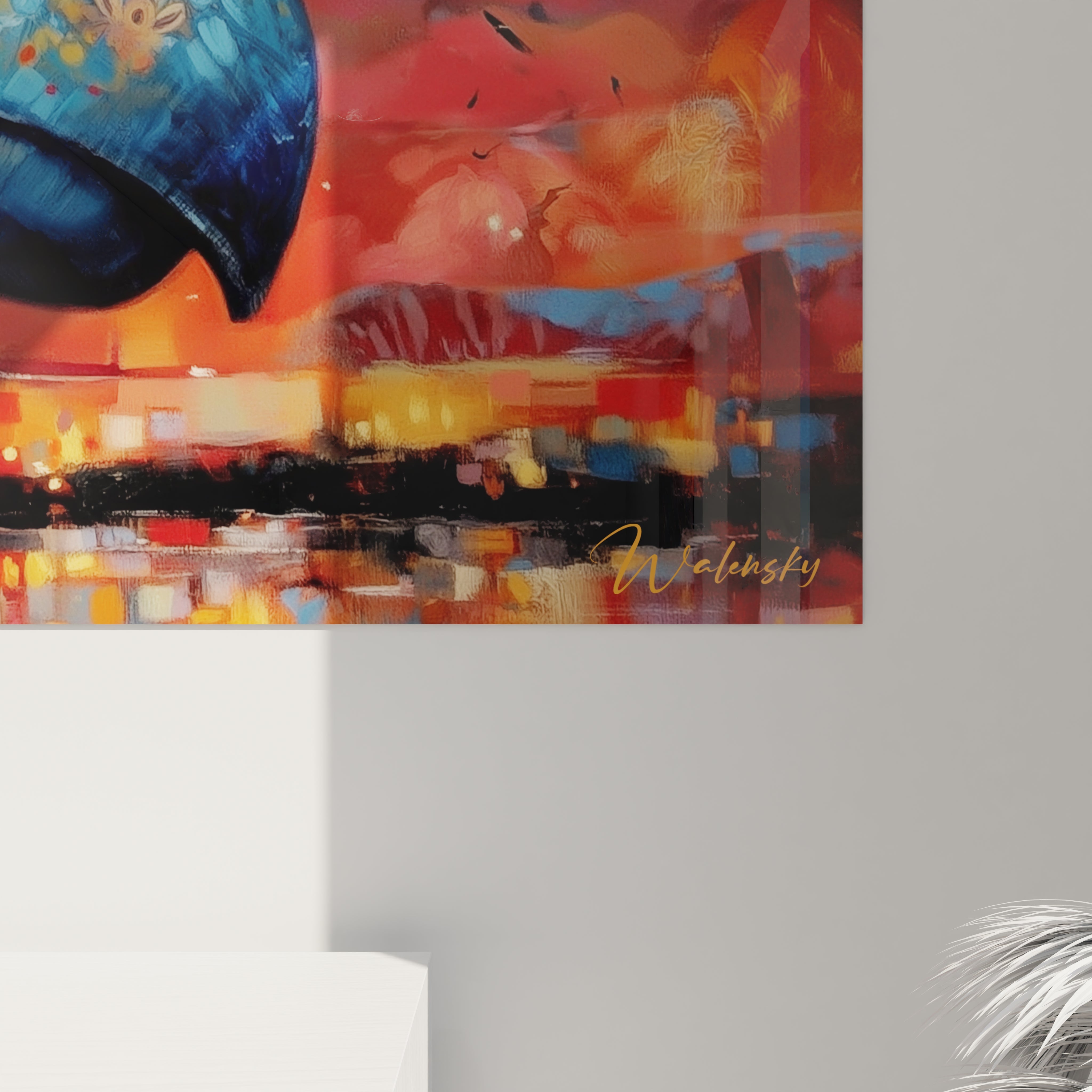 Vue ensemble tableau mural dinosaure fantastique décoration intérieure moderne