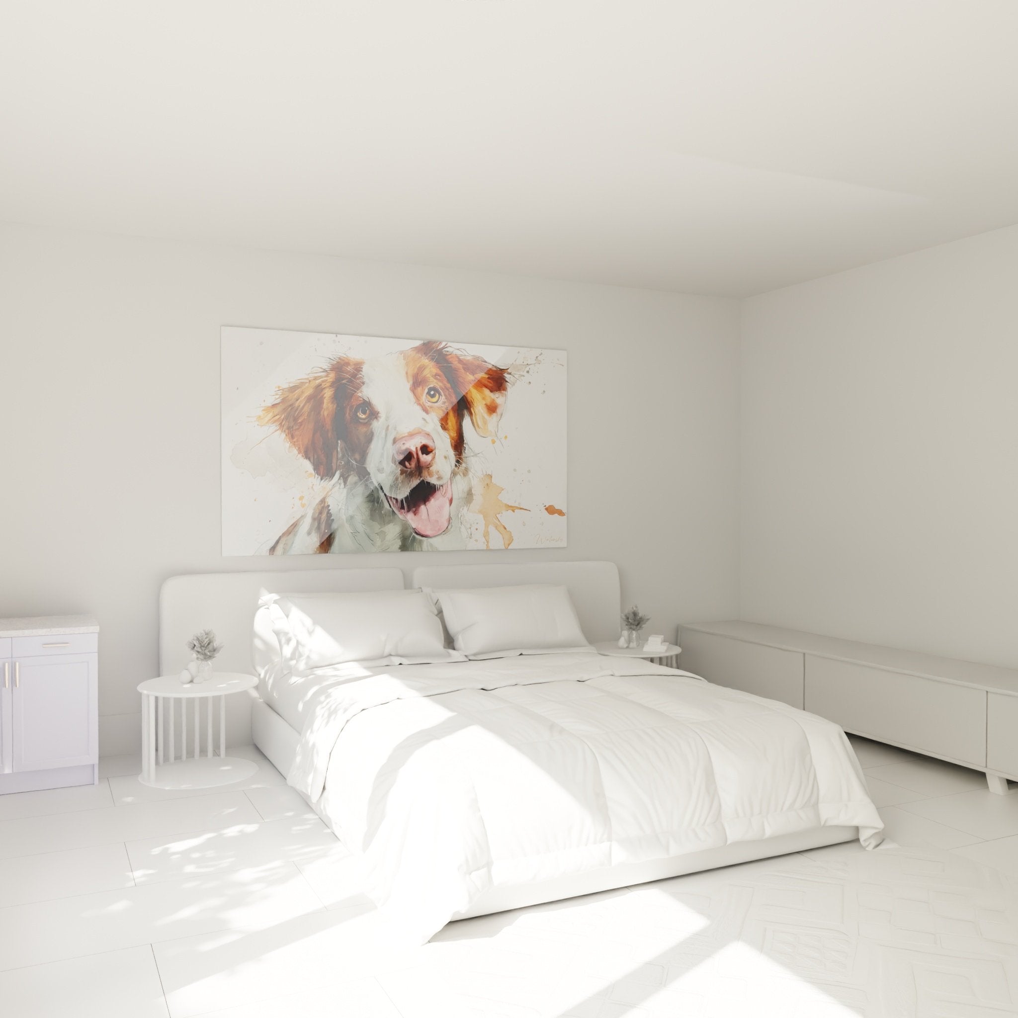 Quadro Setter Irlandese acquerello appeso alla parete camera decorazione murale cane rosso espressivo