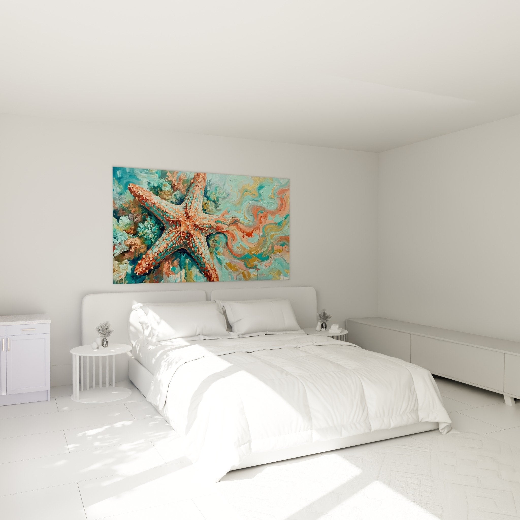 Seestern-Wandbild Koralle Türkis an der Wand Schlafzimmer Dekoration Marine beruhigende Atmosphäre natürliche Umgebung