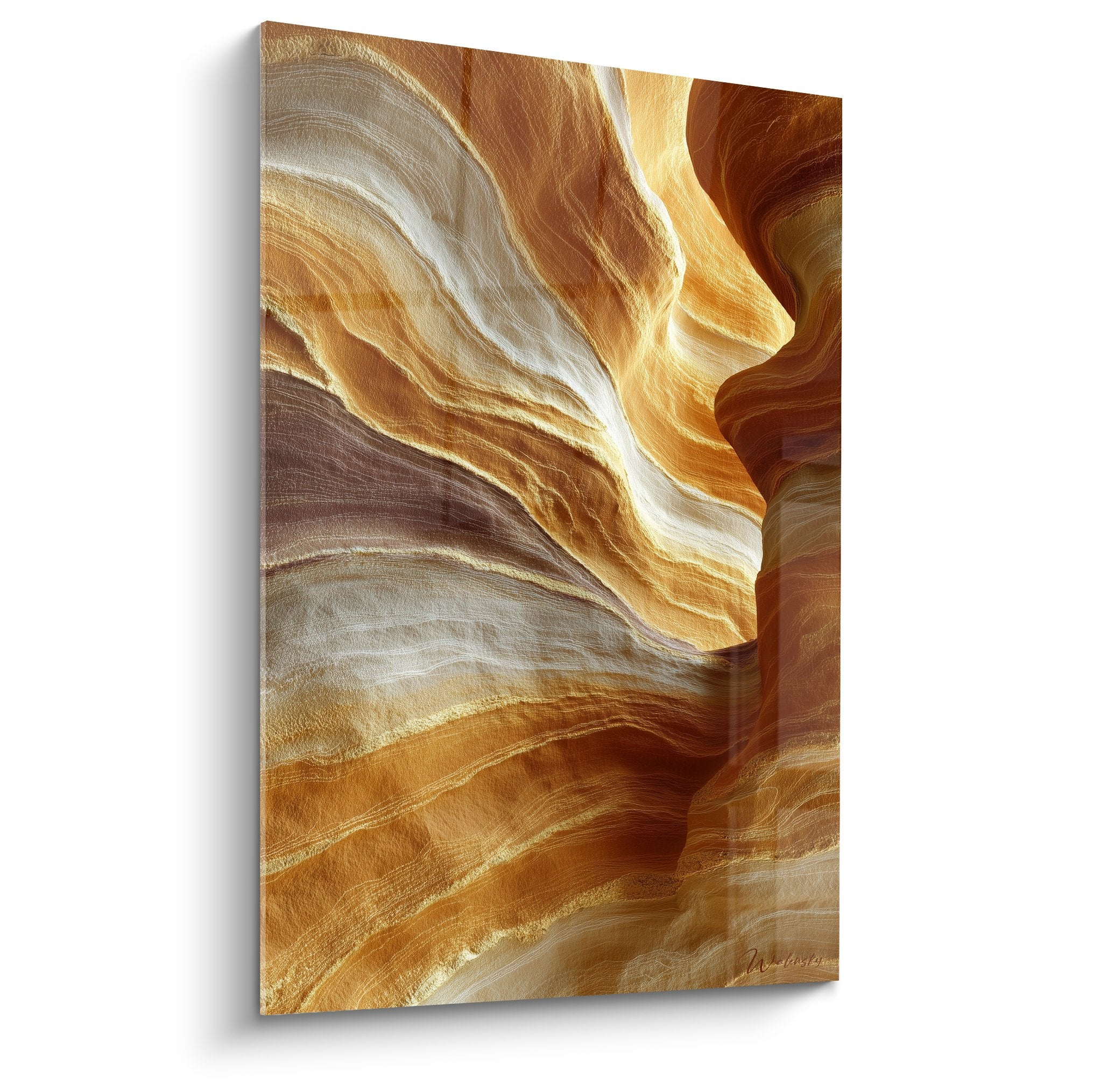 gemälde felsenformationen golden kupfertöne beige feng shui erdmitte wanddekoration natürlich