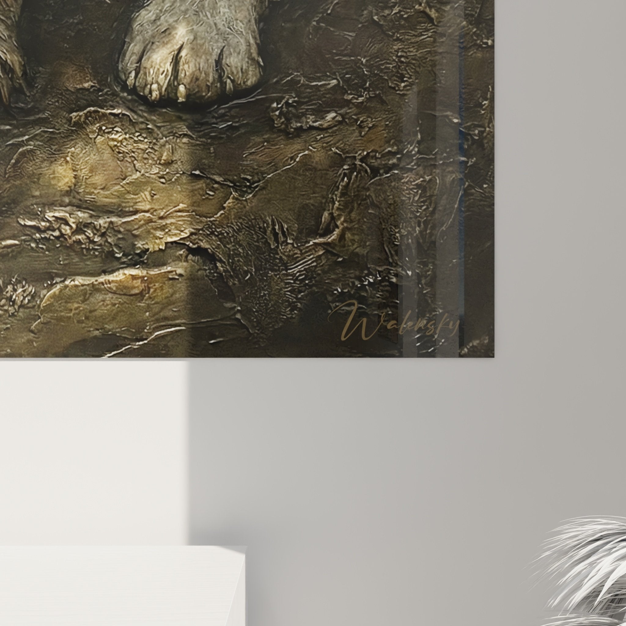 Vue d'ensemble du tableau Fox Terrier dans un intérieur moderne aux teintes neutres