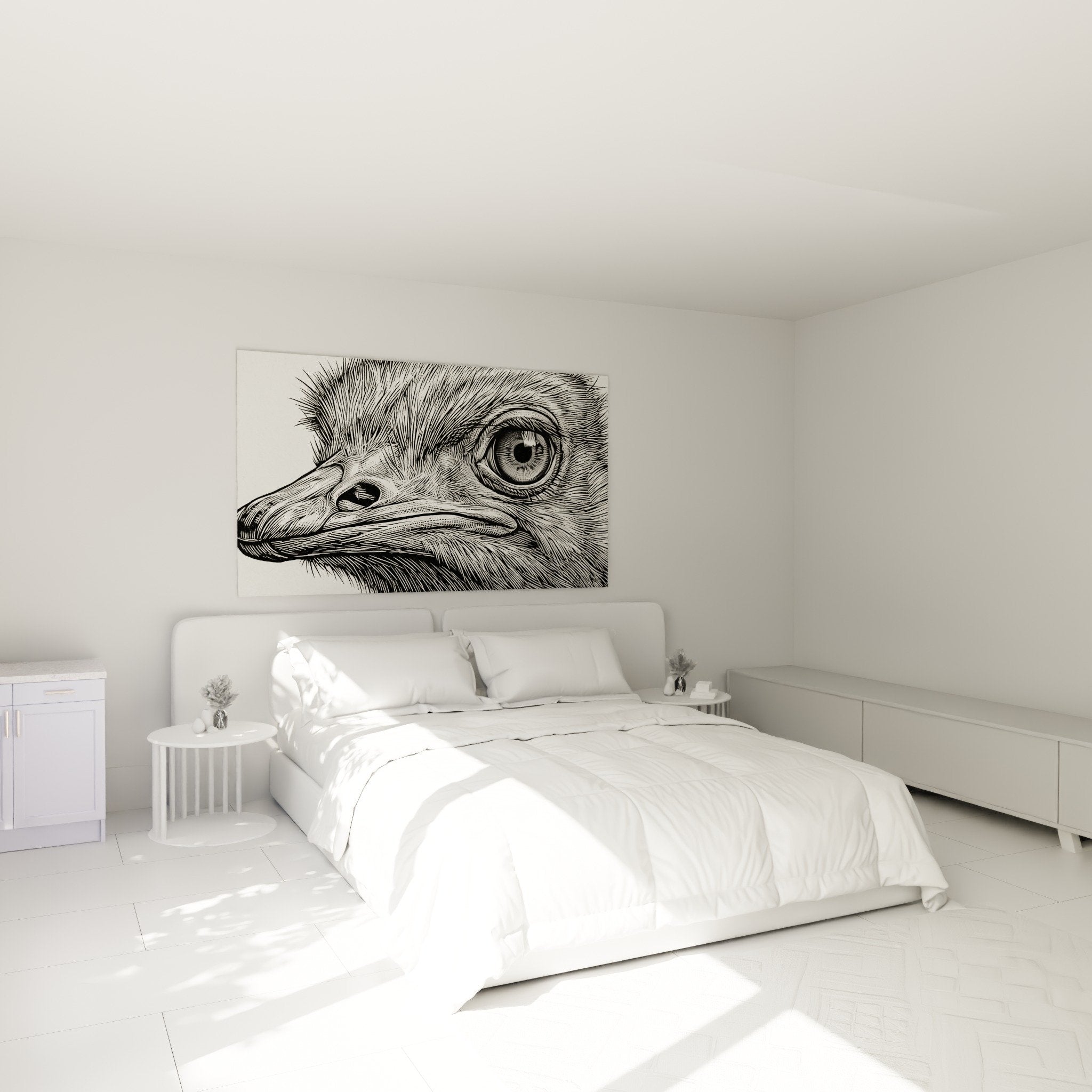Strauß Gravur Schwarzweiß Wandbild Schlafzimmer elegante Wanddekoration