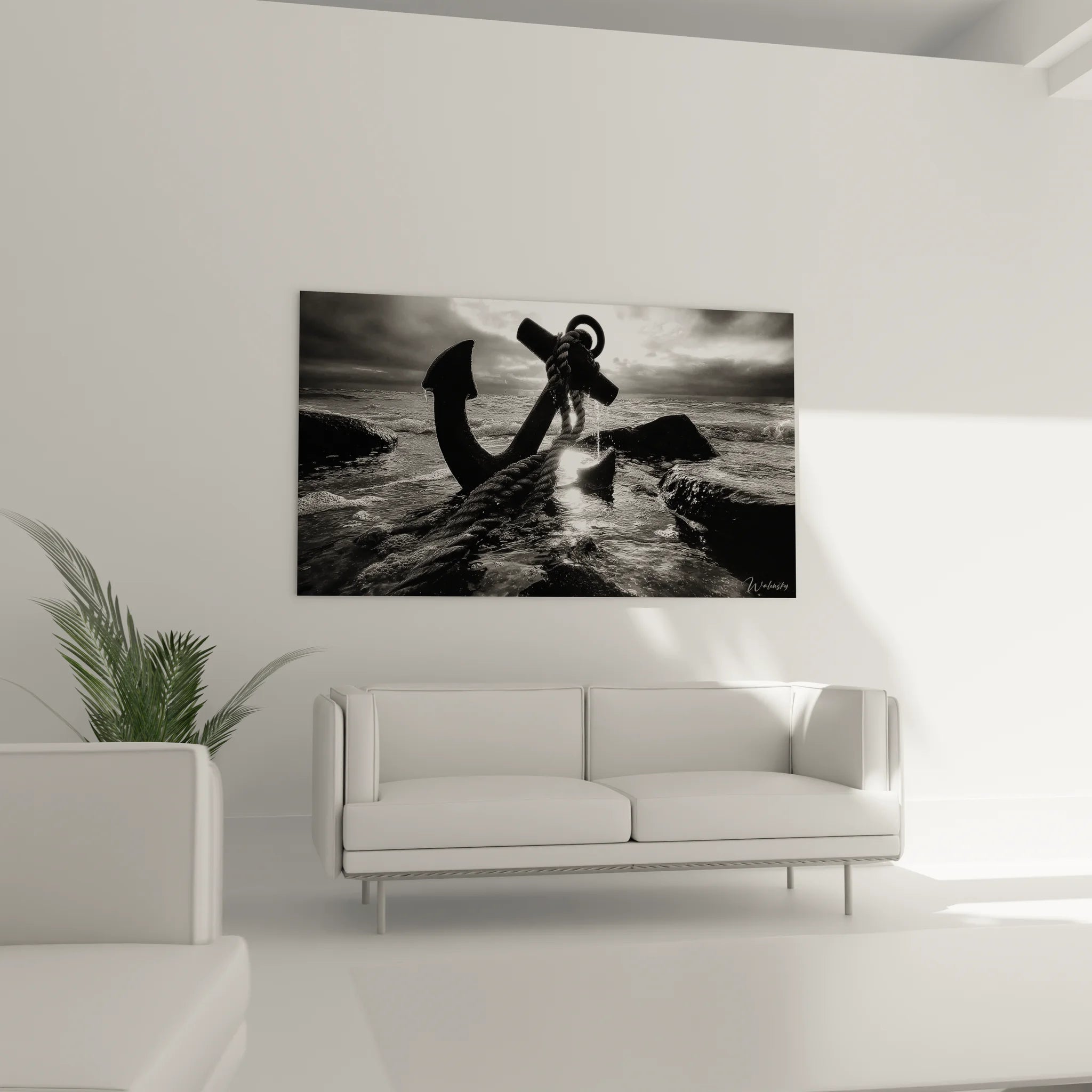 Gros plan ancre marine cordages et détails texture noir et blanc artistique