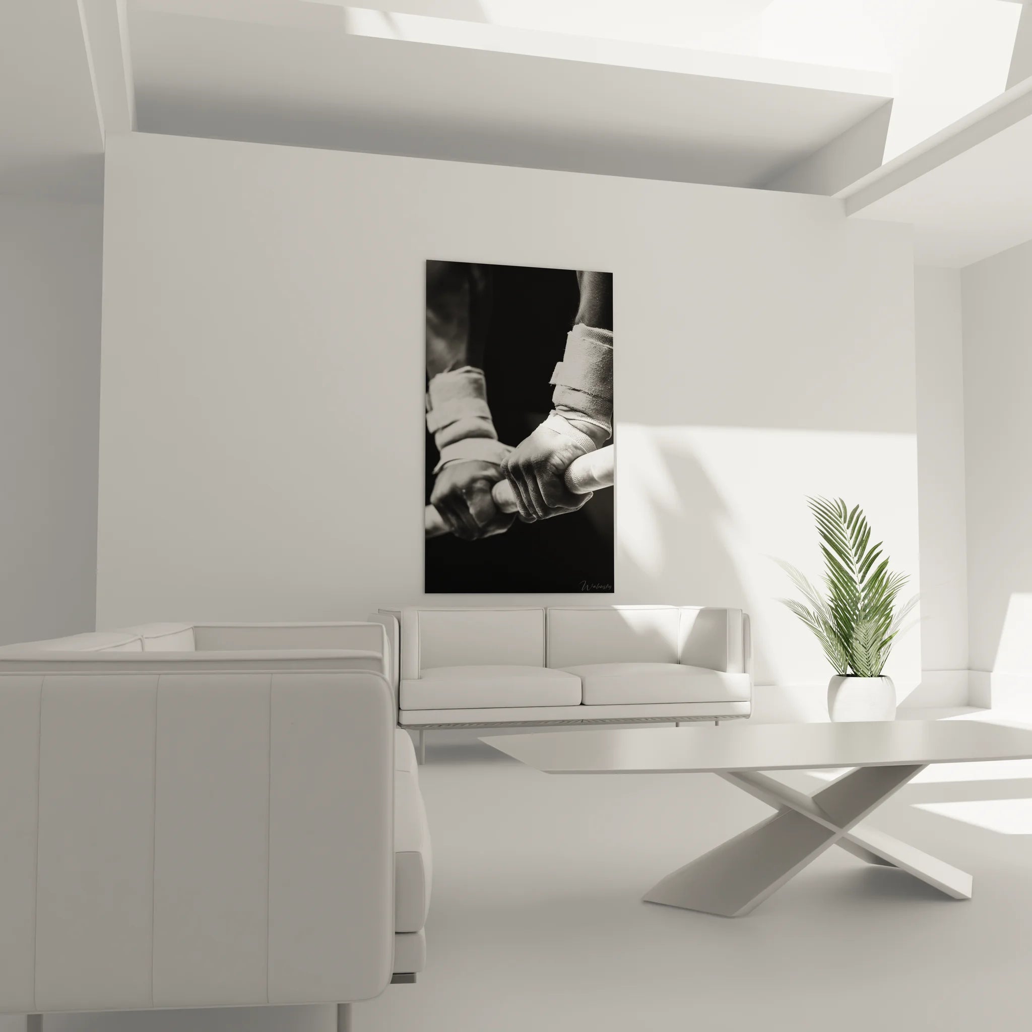 Gros plan bandages boxe mains combattant photographie artistique noir blanc