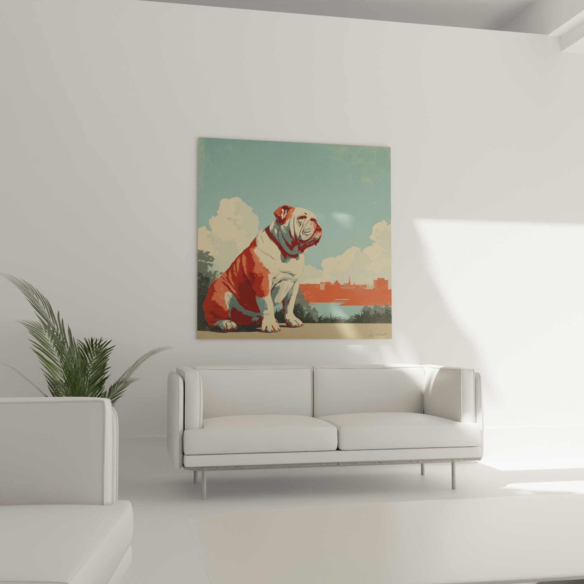 Gros plan tableau bouledogue anglais pelage roux et creme details artistiques portrait chien