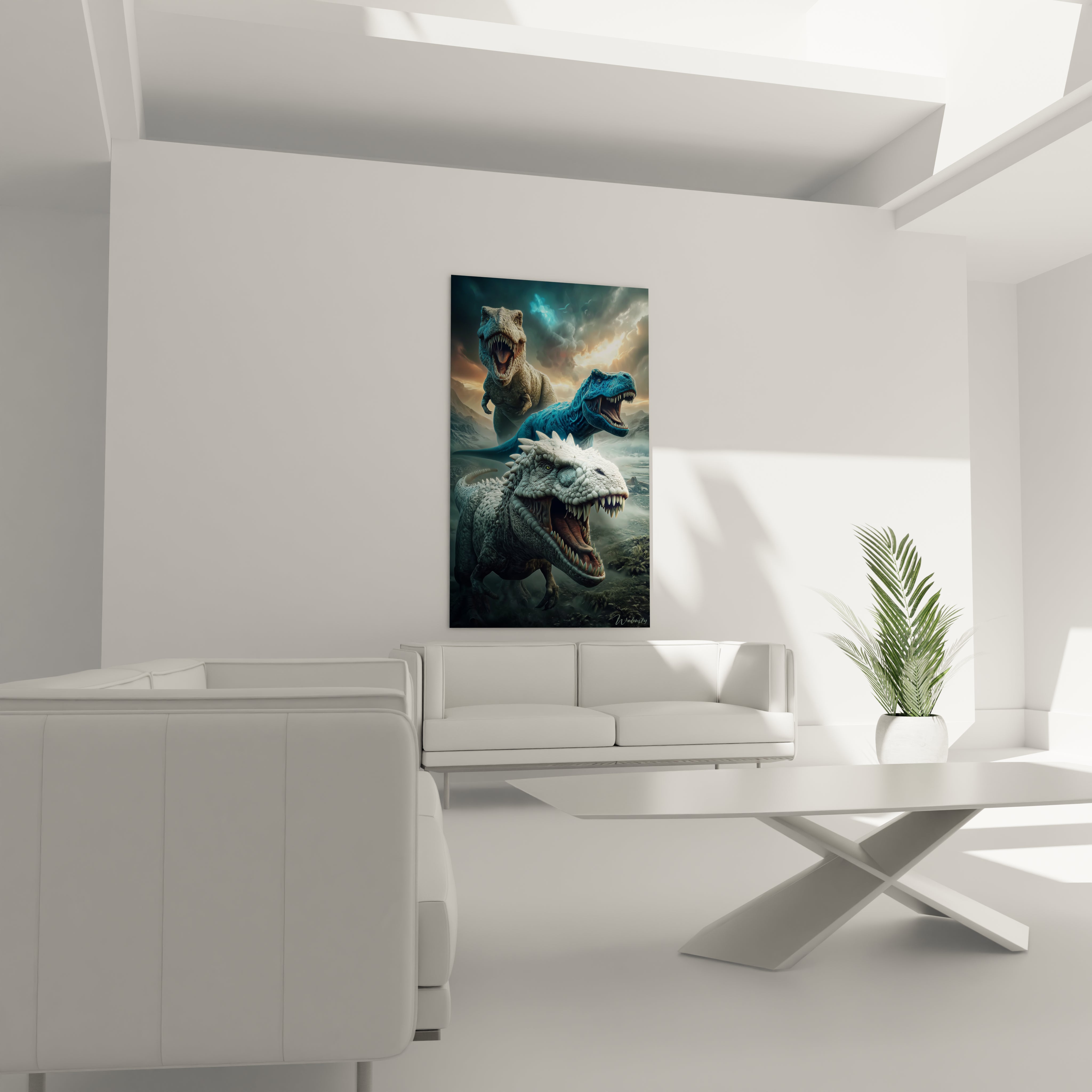 Gros plan dinosaure blindé rugissant écailles détaillées dents acérées art mural préhistorique qualité premium