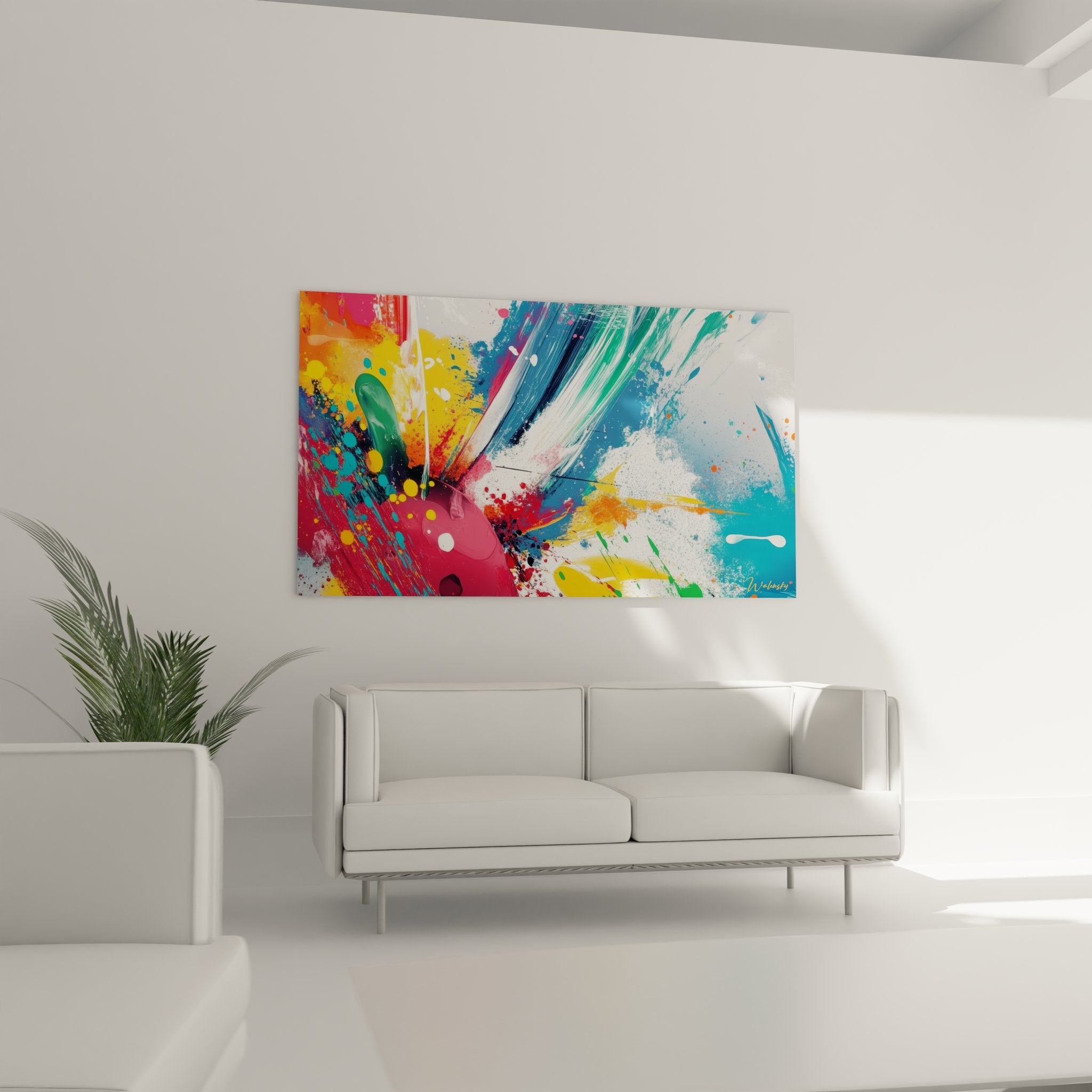 Gros plan détaillé explosion de peinture abstraite multicolore avec textures et projections artistiques