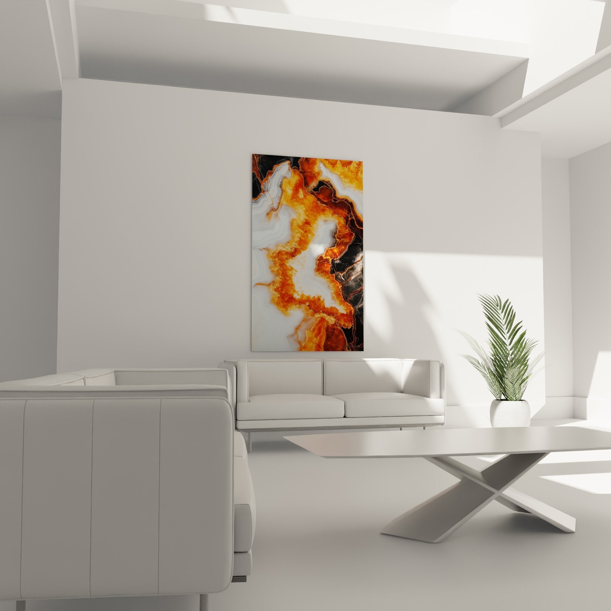 Gros plan tableau marbre abstrait details veines dorees orange blanc noir texture fluide artistique