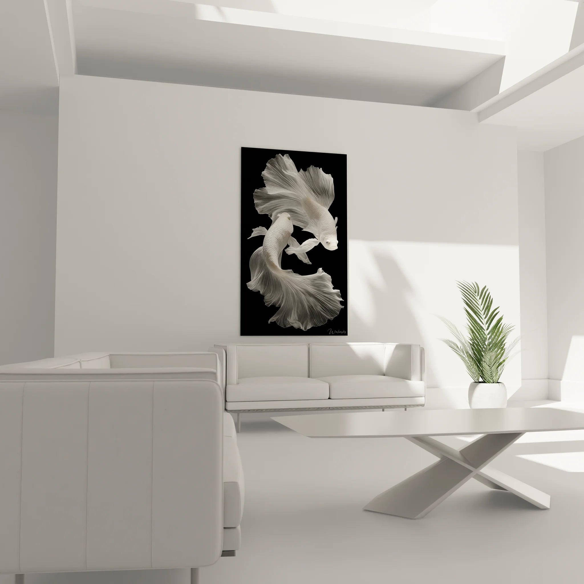 Gros plan sur les détails des nageoires de betta en art noir et blanc