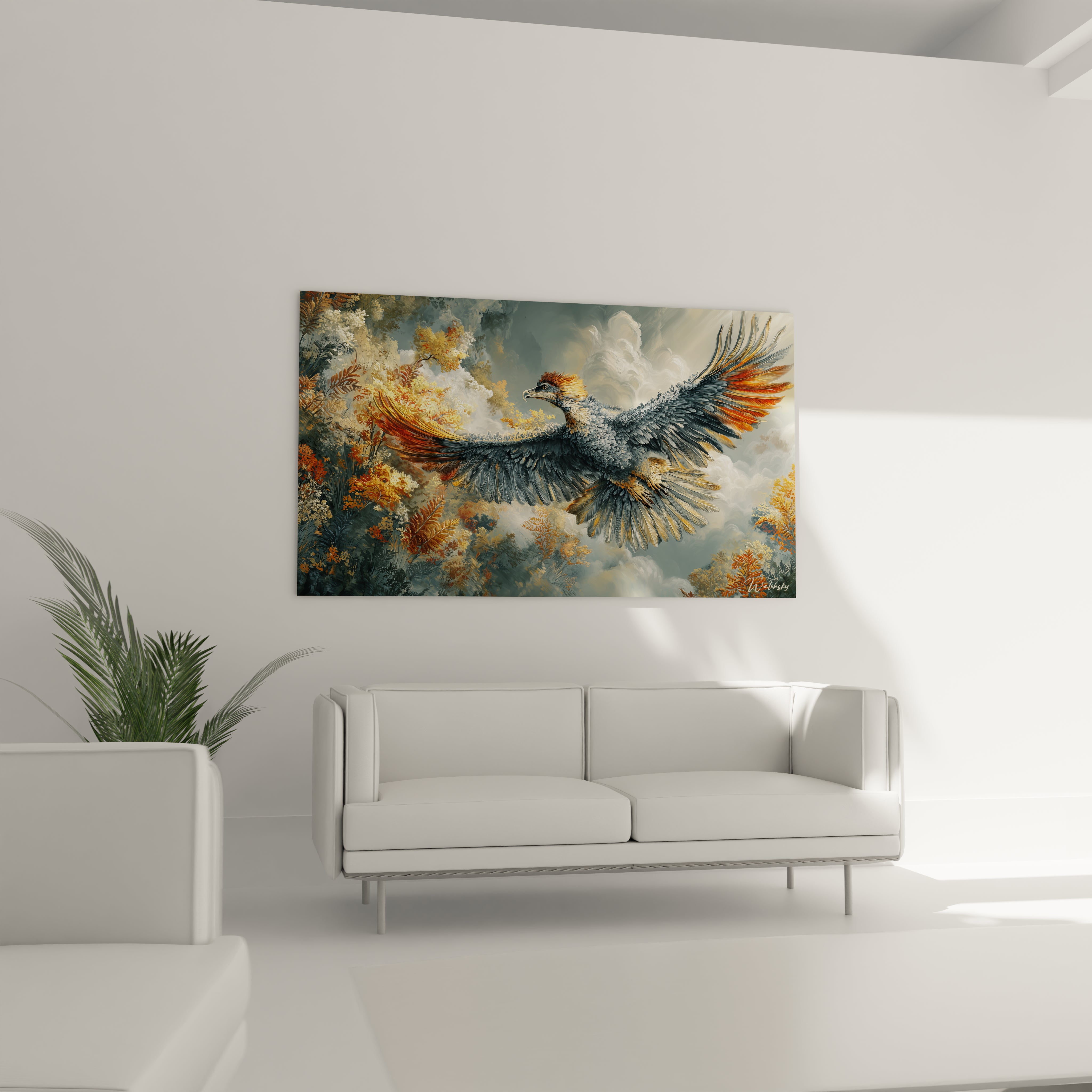 Gros plan détaillé plumes argentavis tableau mural, texture réaliste oiseau préhistorique art animalier