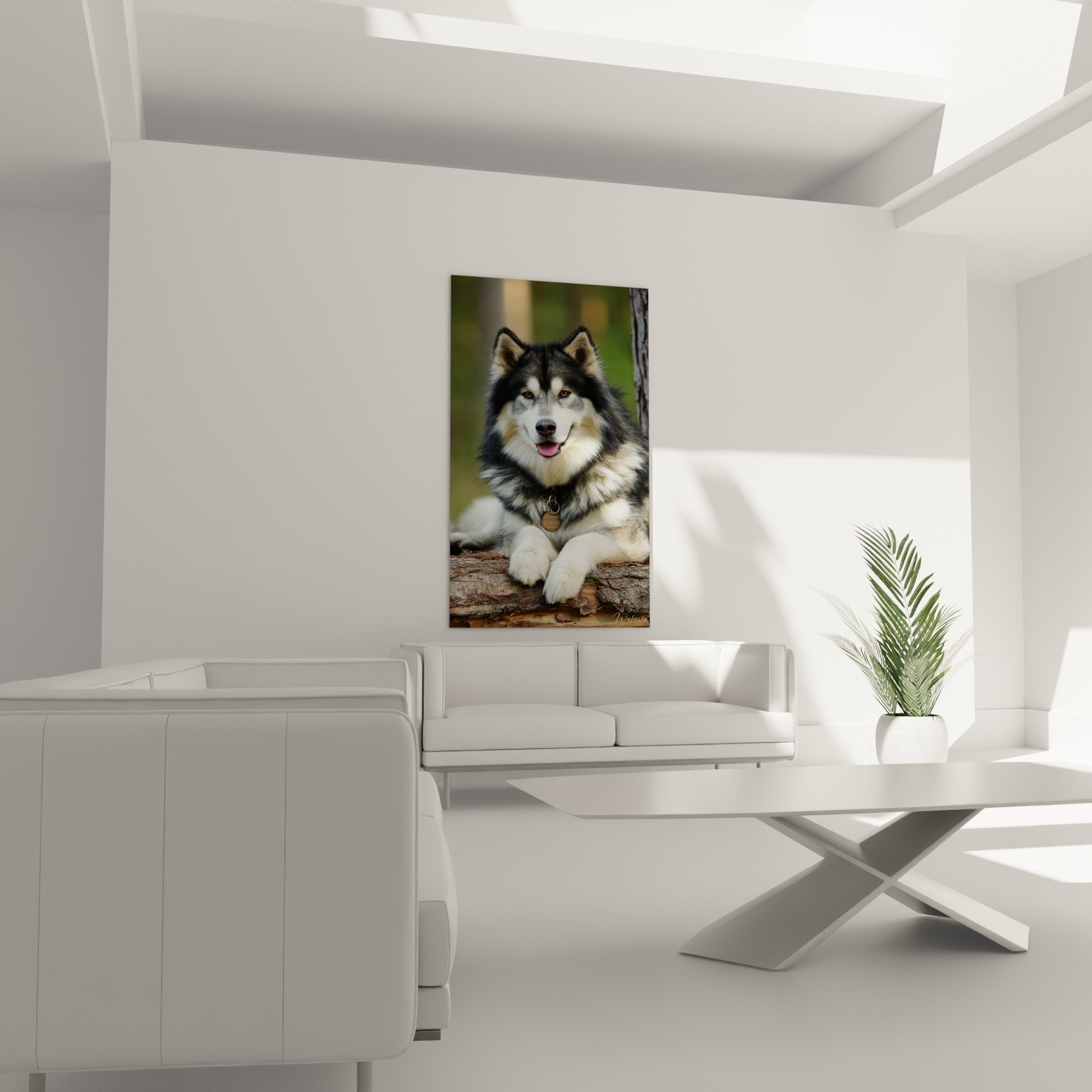 Gros plan sur regard ambré et expression douce du Malamute Alaska - Détail portrait chien nordique émouvant