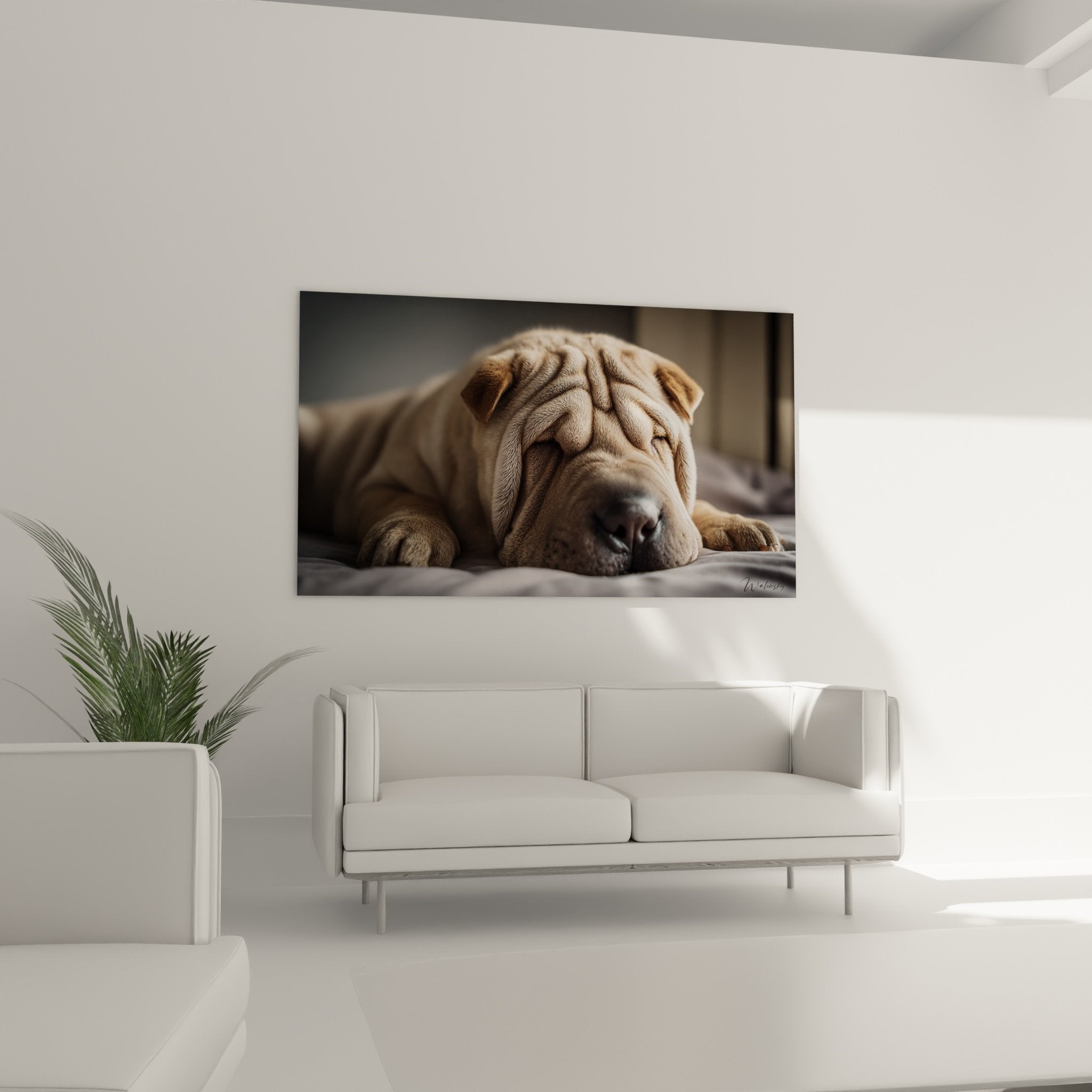 Gros plan portrait Shar Pei aux rides caractéristiques, pelage beige doré et expression sereine