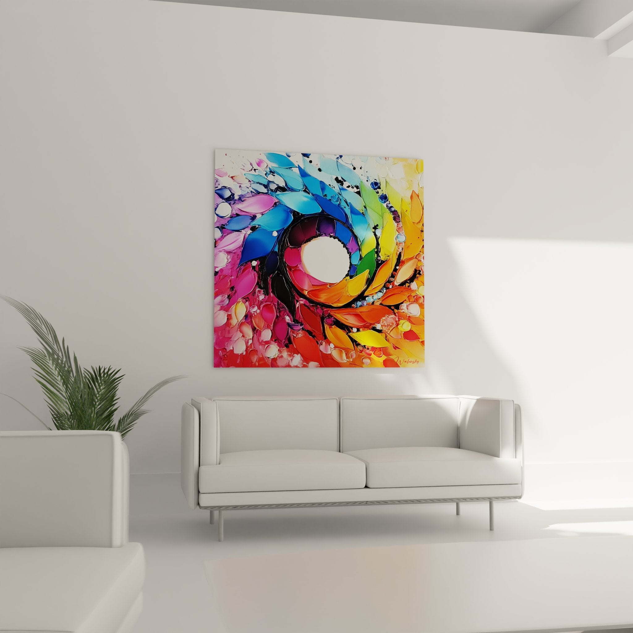 Gros plan texture spirale colorée multicolore - détails peinture abstraite moderne empâtée