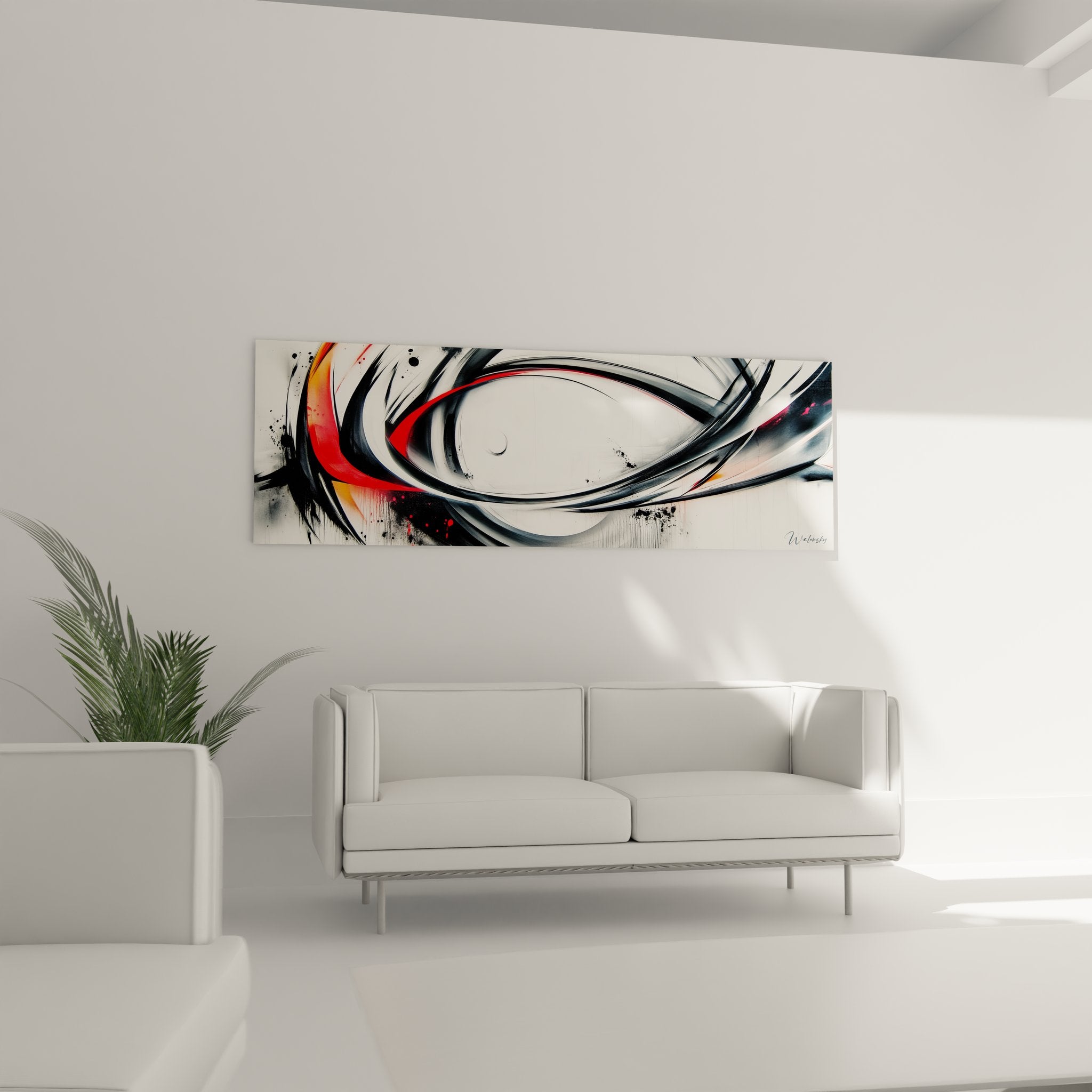 Gros plan tableau abstraite détails courbes fluides spirale mouvement peinture minimaliste moderne art mural