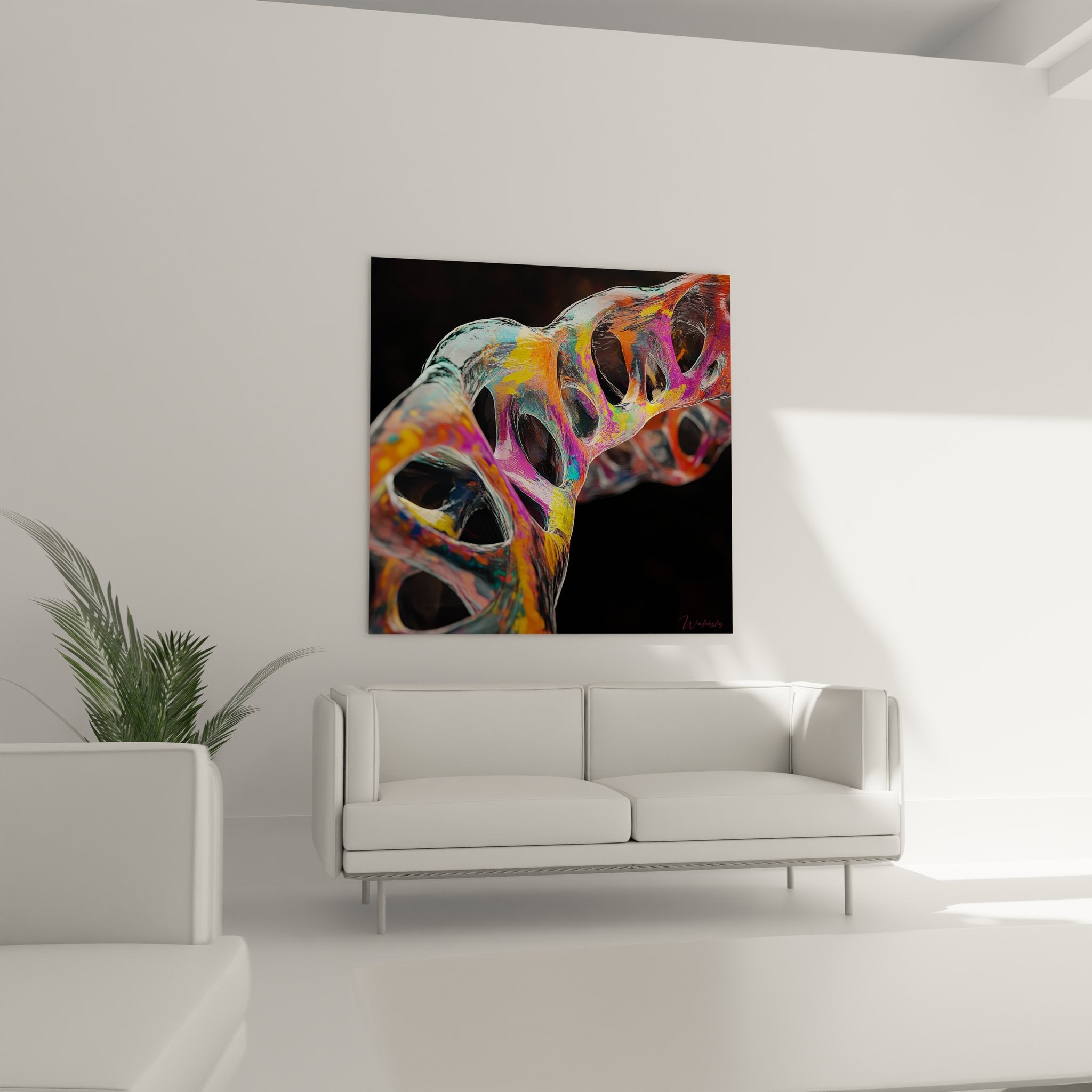 Gros plan détaillé du tableau hélice ADN, structure génétique colorée avec nuances artistiques