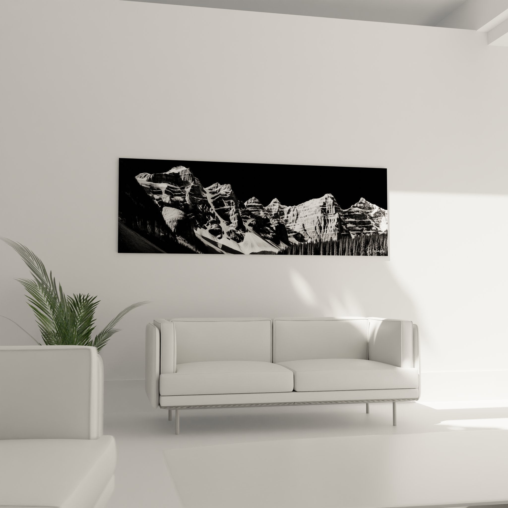 Gros plan tableau montagne détail sommets rocheux enneigés photographie artistique noir blanc