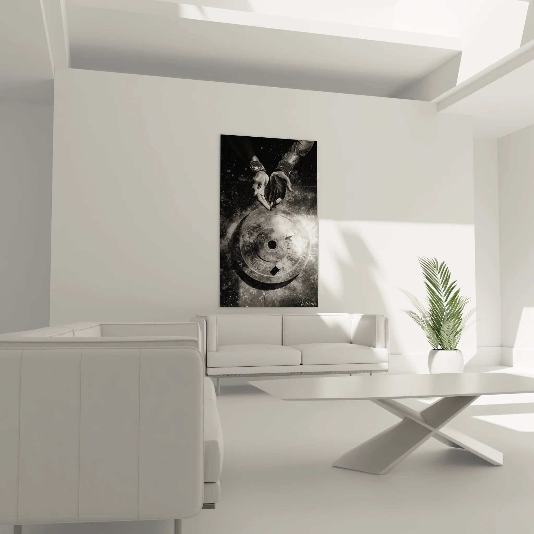 Gros plan tableau musculation magnésie détails artistiques photographie sport monochrome