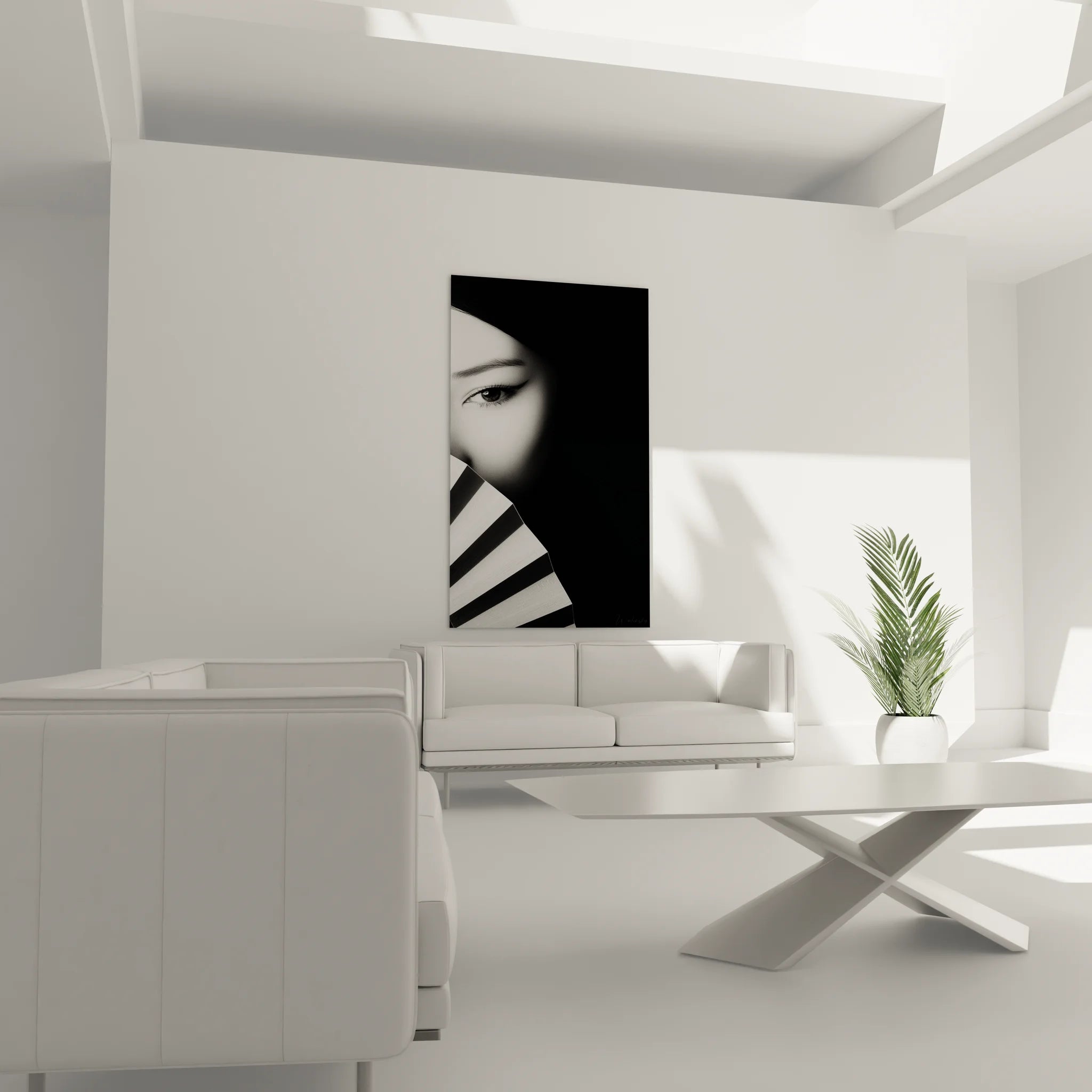 Gros plan tableau portrait femme art noir et blanc détails haute qualité