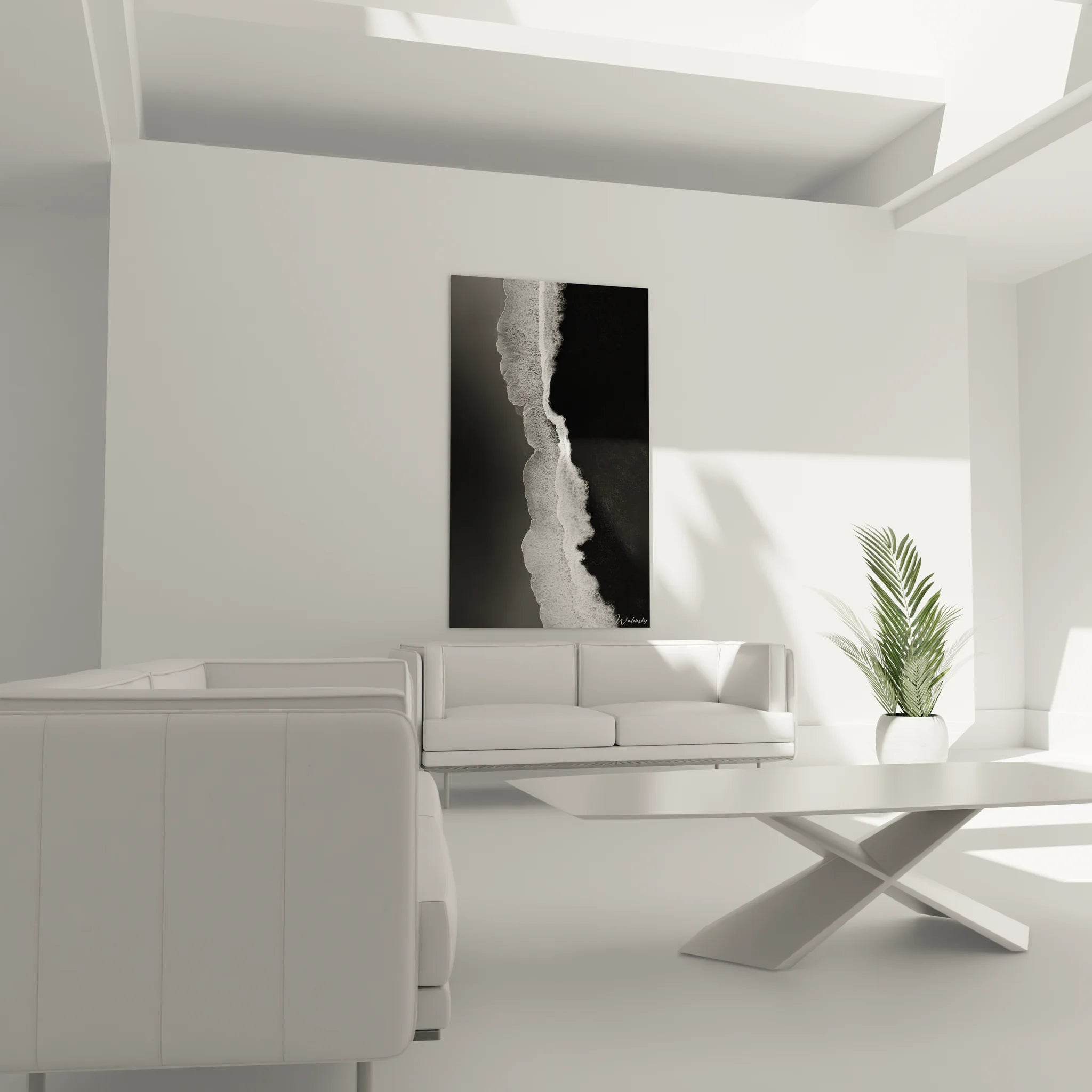 Gros plan tableau vague déferlante noir blanc, détails artistiques photographie maritime moderne