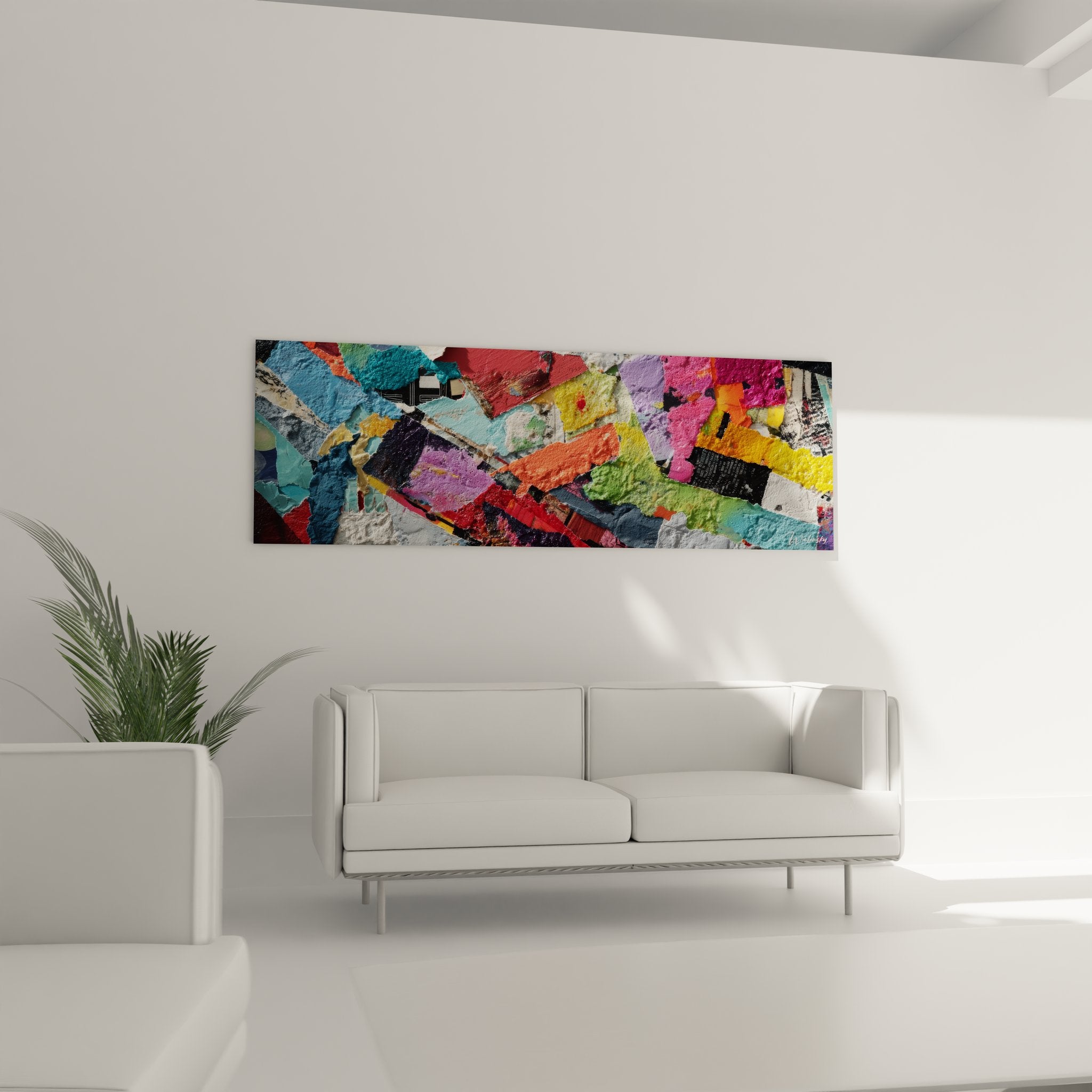 Gros plan texture collage papiers déchirés couleurs vives art abstrait neuronal