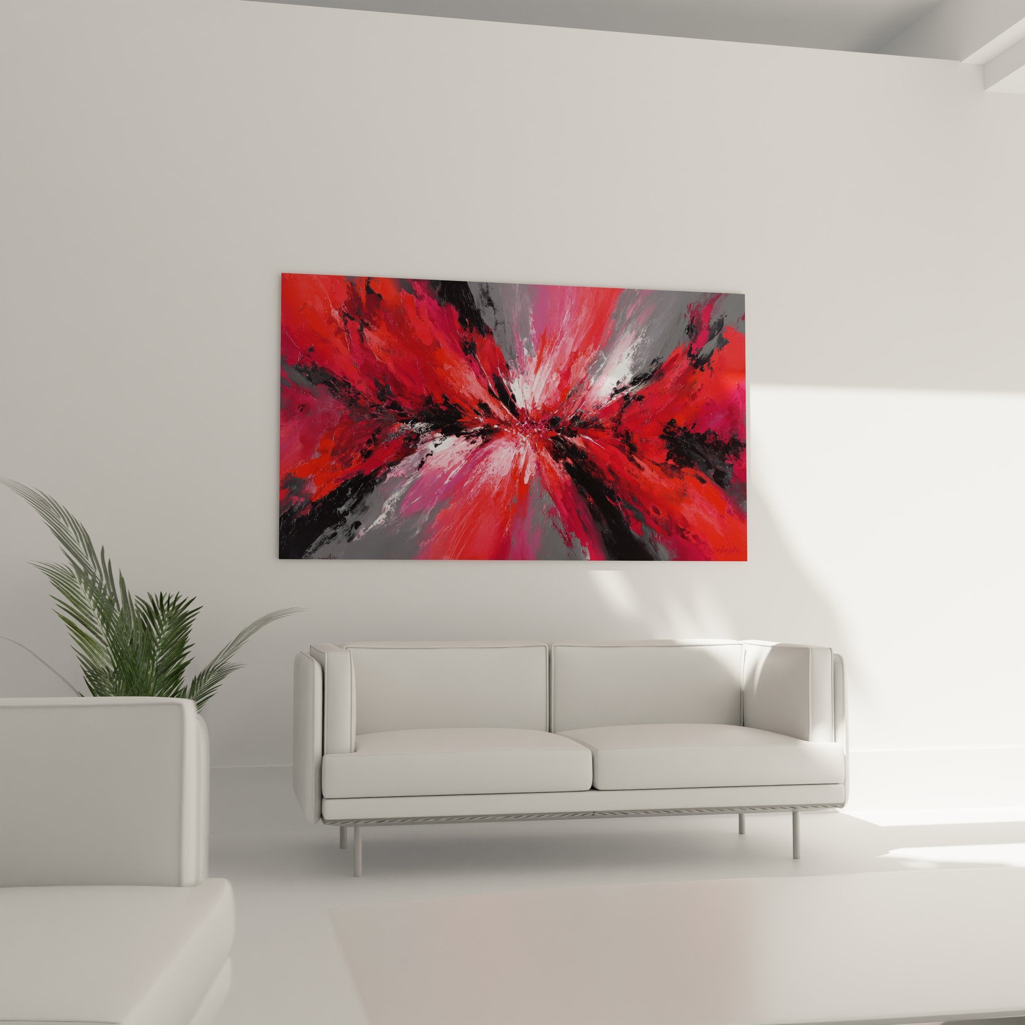 Gros plan texture peinture explosion abstraite rouge brushstrokes expressionnistes