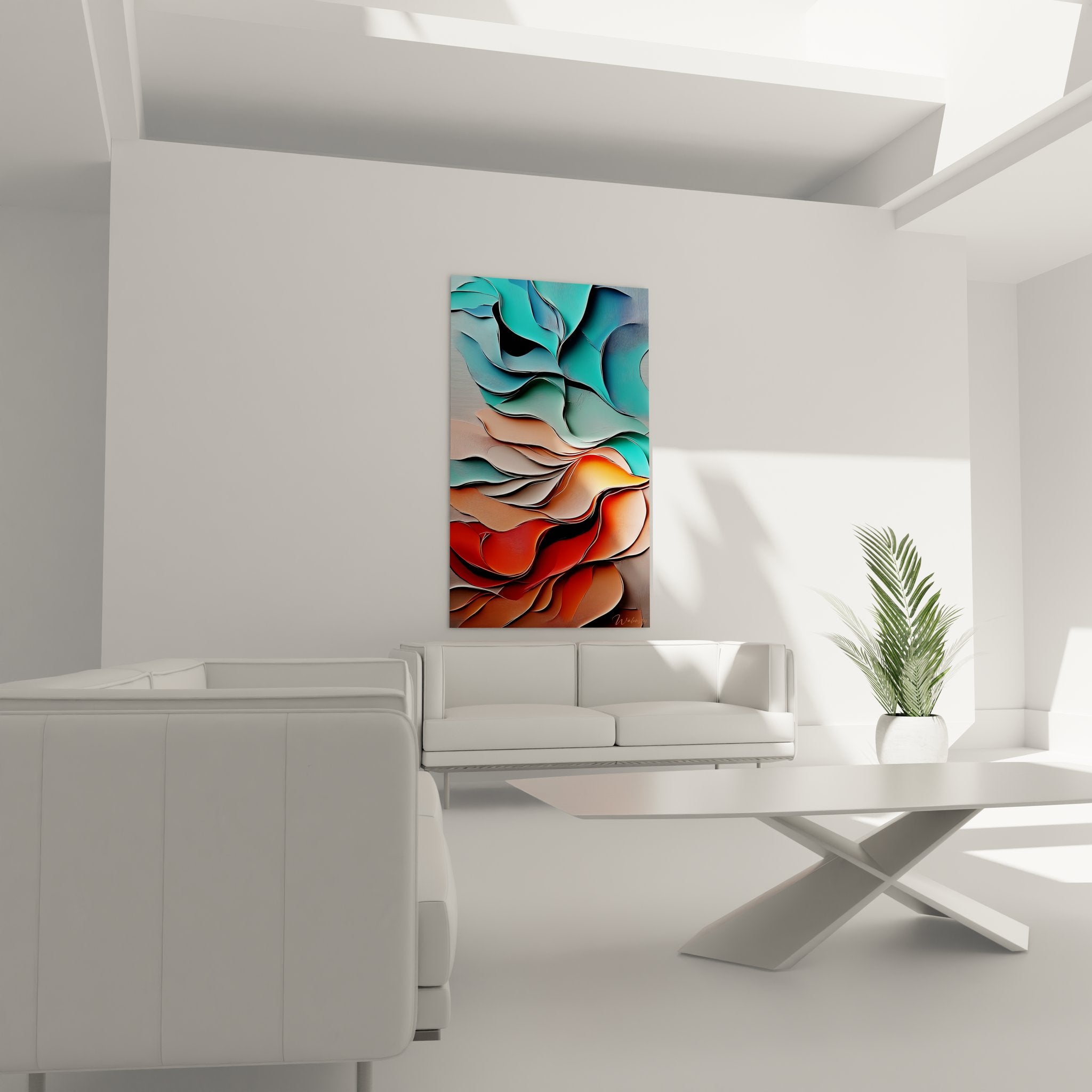 Gros plan texture ondulante abstraite détails formes fluides couleurs dégradées art mural moderne