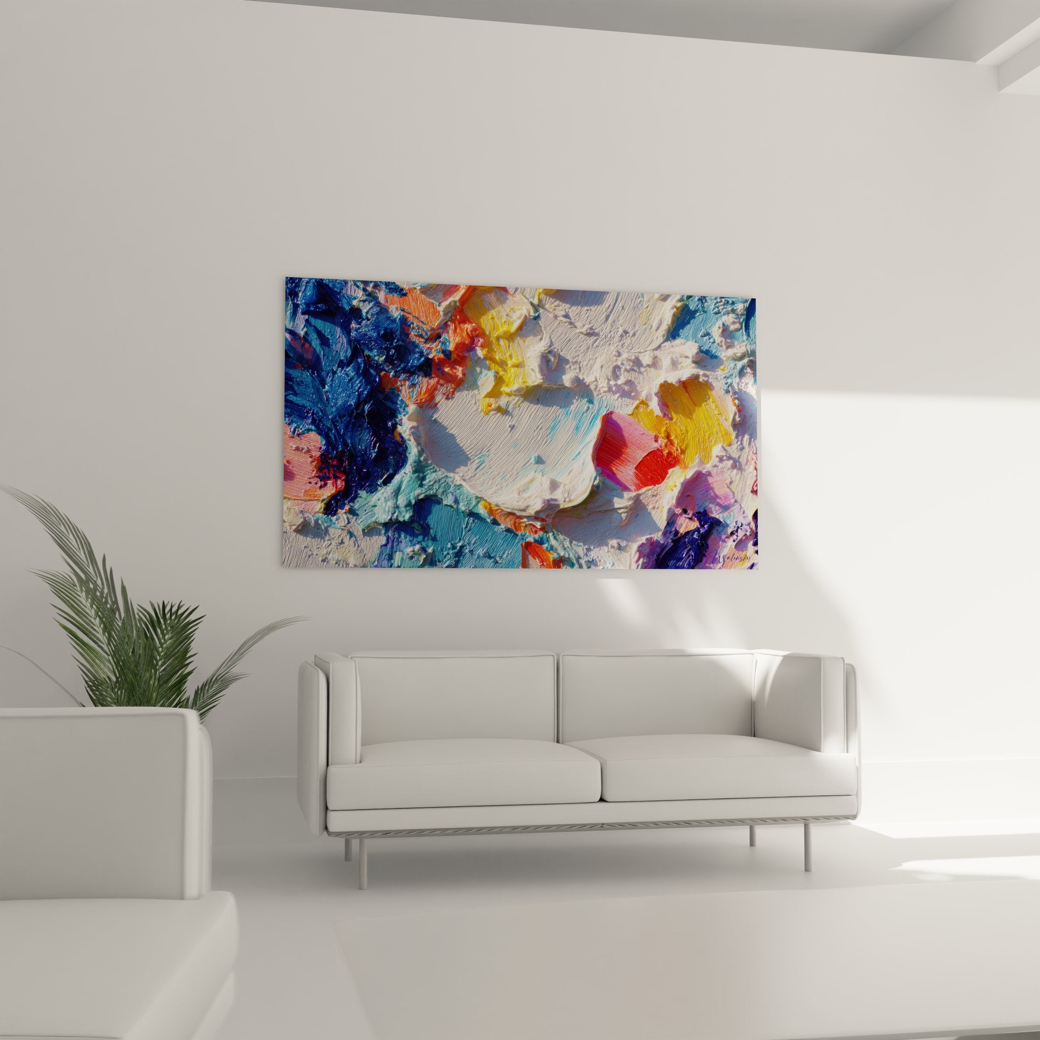 Gros plan texture empâtement peinture abstraite révélant traces pinceau et relief coloré