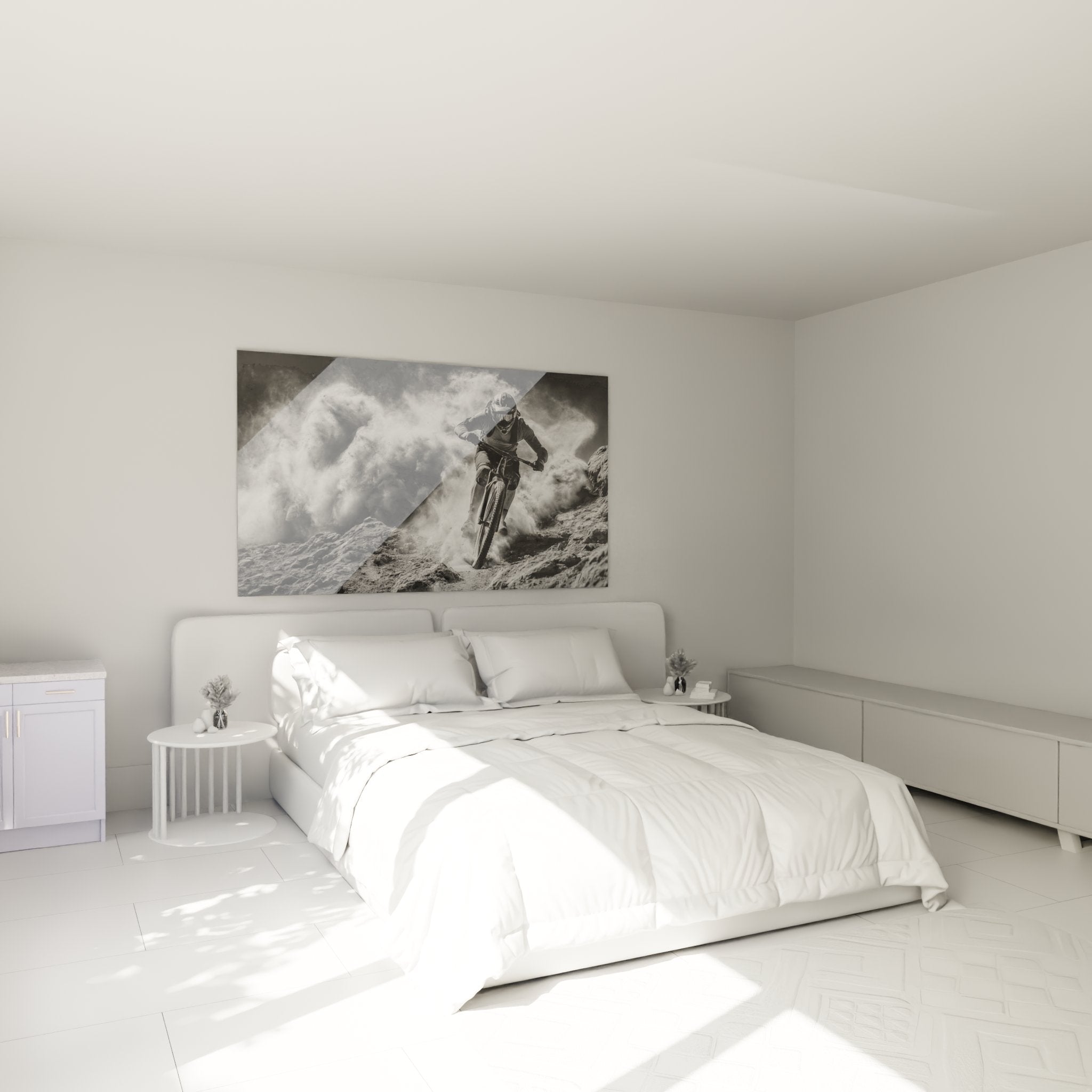 Wanddekoration Downhill-Mountainbike Schlafzimmer Sportradfahren Bild Schwarz Weiß moderne Atmosphäre