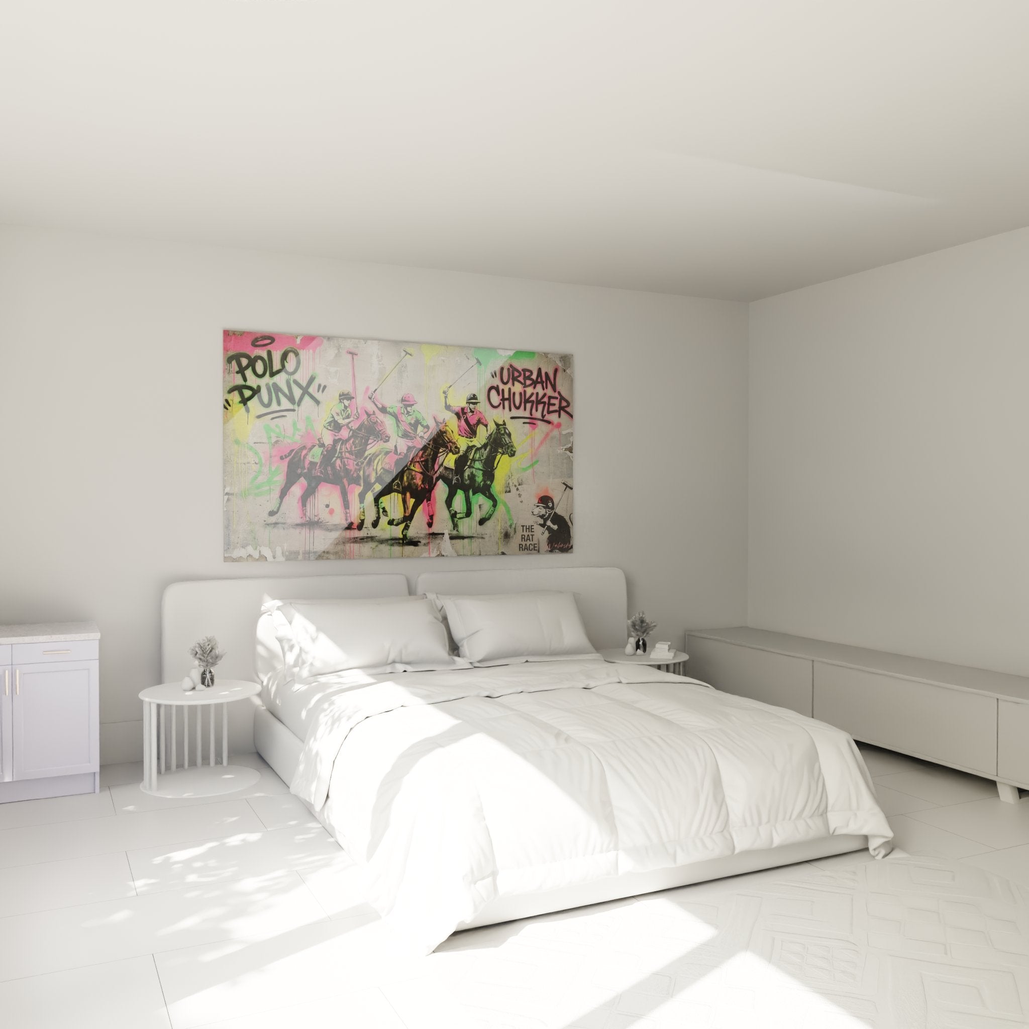 Polo street art urban chukker wall art in modern bedroom graffiti mural decoration