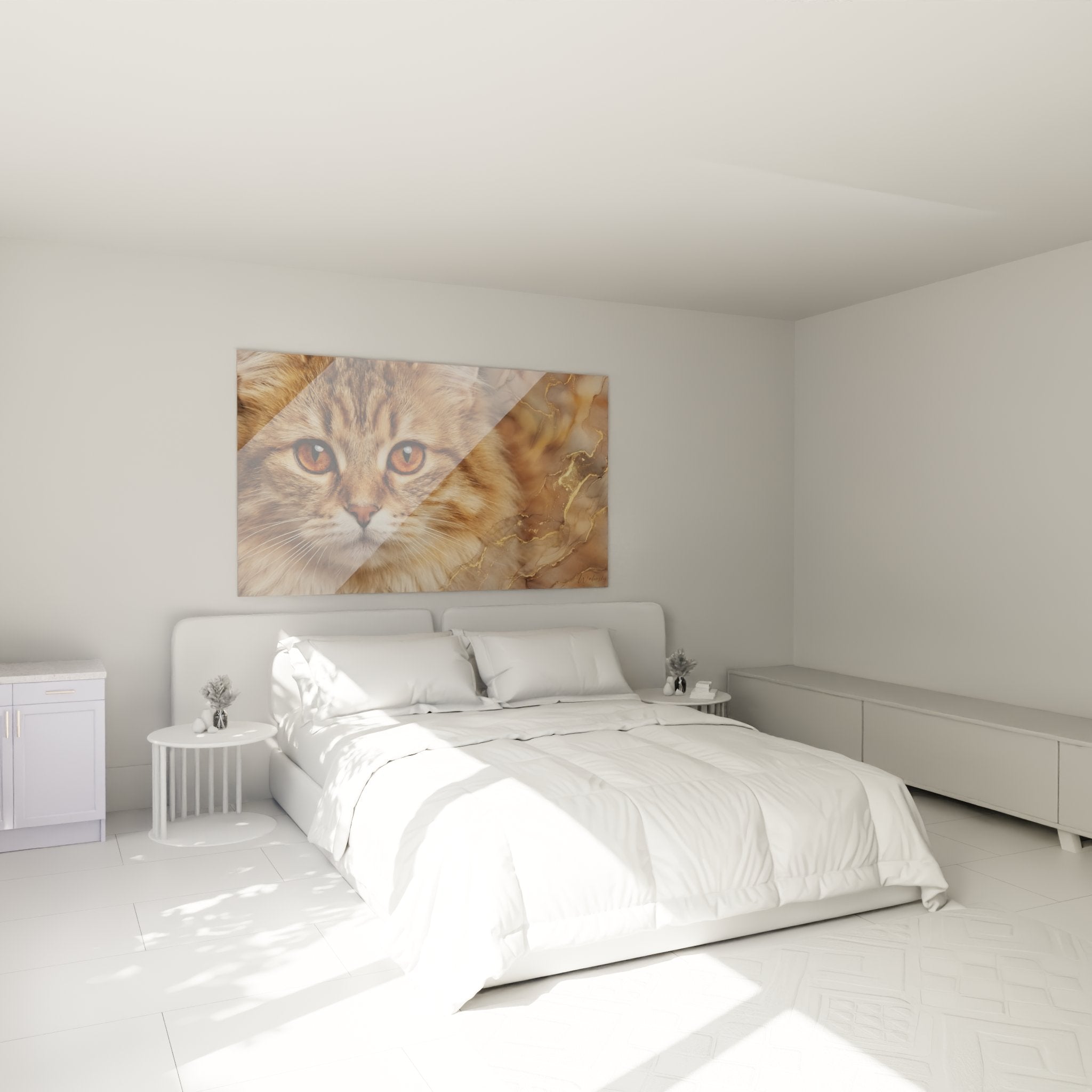 Decorazione camera da letto con quadro gatto Ragamuffin occhi arancioni, atmosfera calda e rilassante