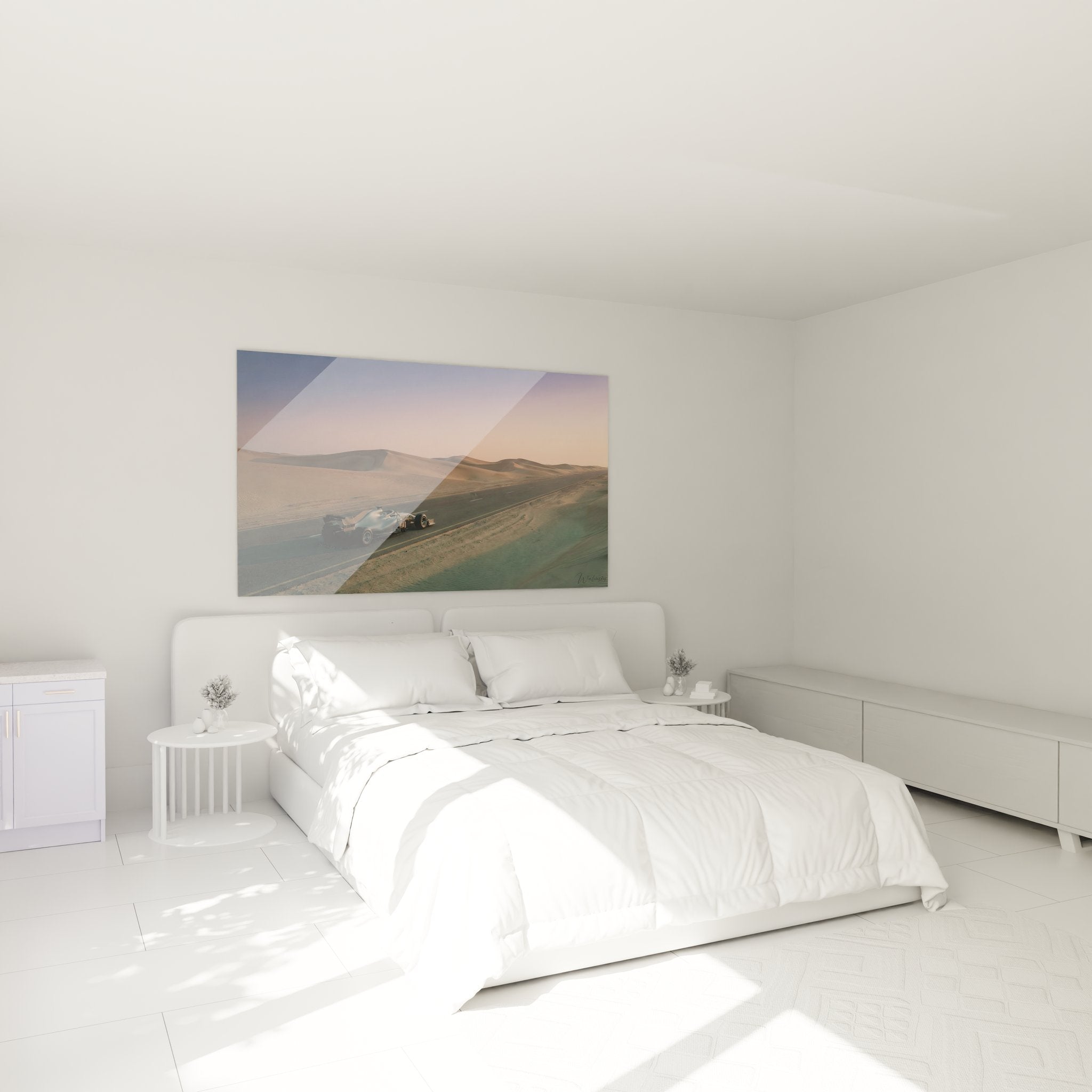 Decoration murale F1 chambre tableau desert monoplace course automobile art moderne Formule 1 ambiance