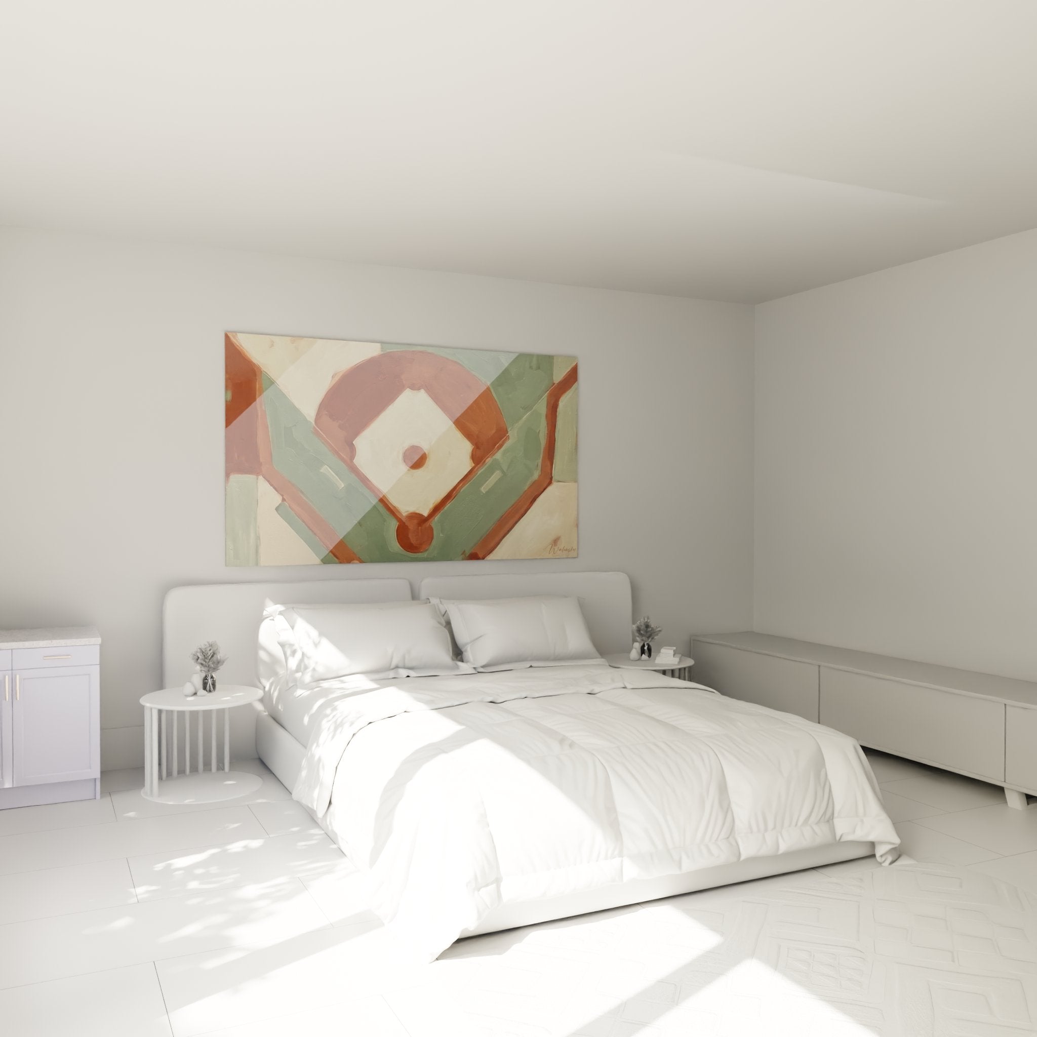 Decoration murale terrain de baseball style moderne accroche dans une chambre contemporaine