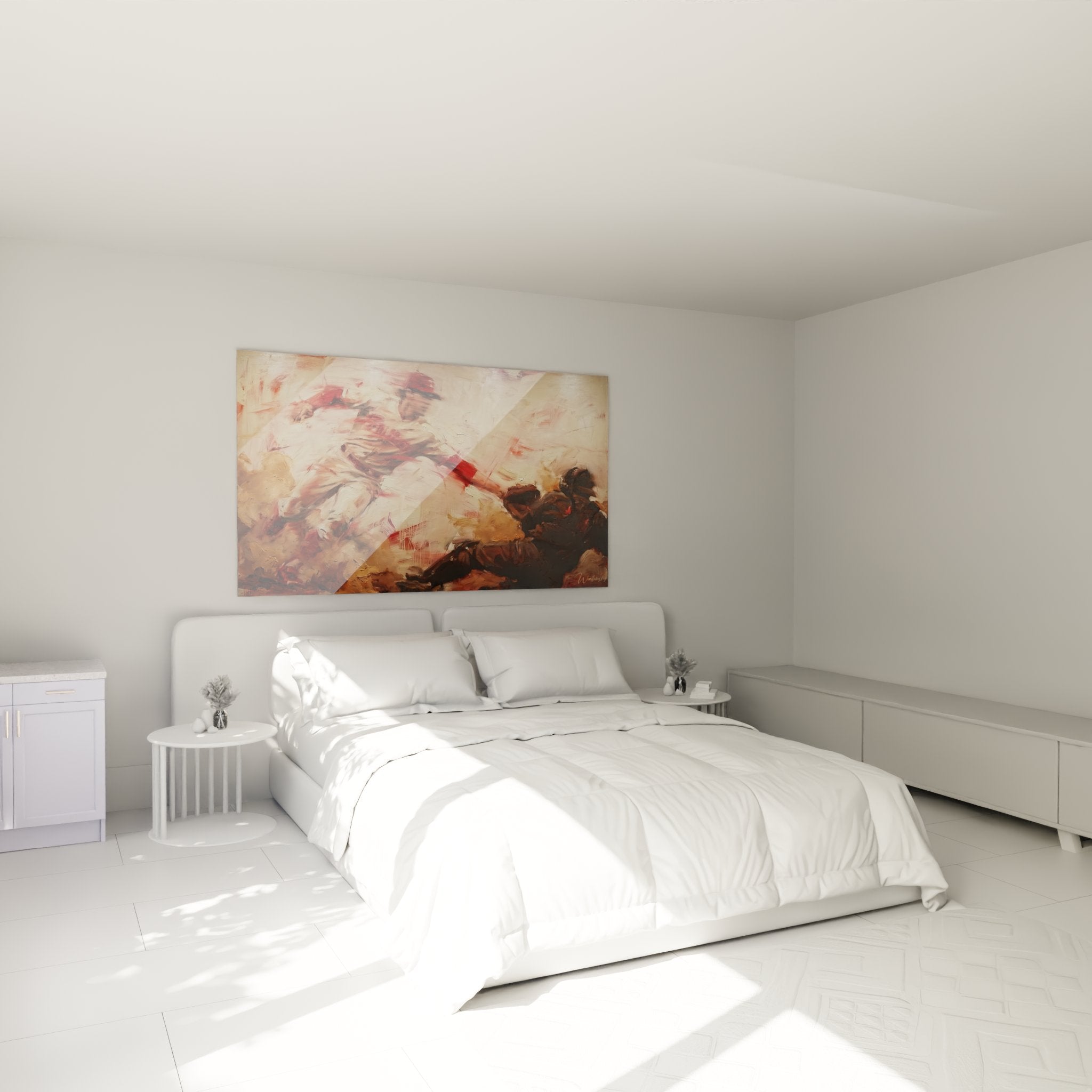 Tableau baseball action explosive dans chambre moderne decoration murale art sportif contemporain