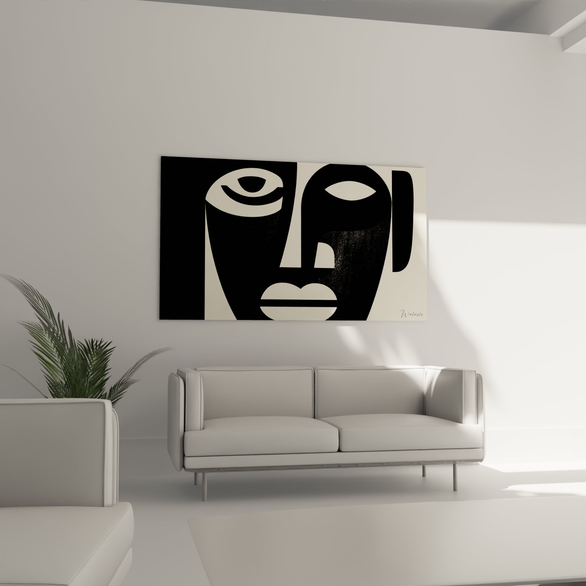 Dettagli dei motivi geometrici e contrasti del quadro maschere africane contemporaneo