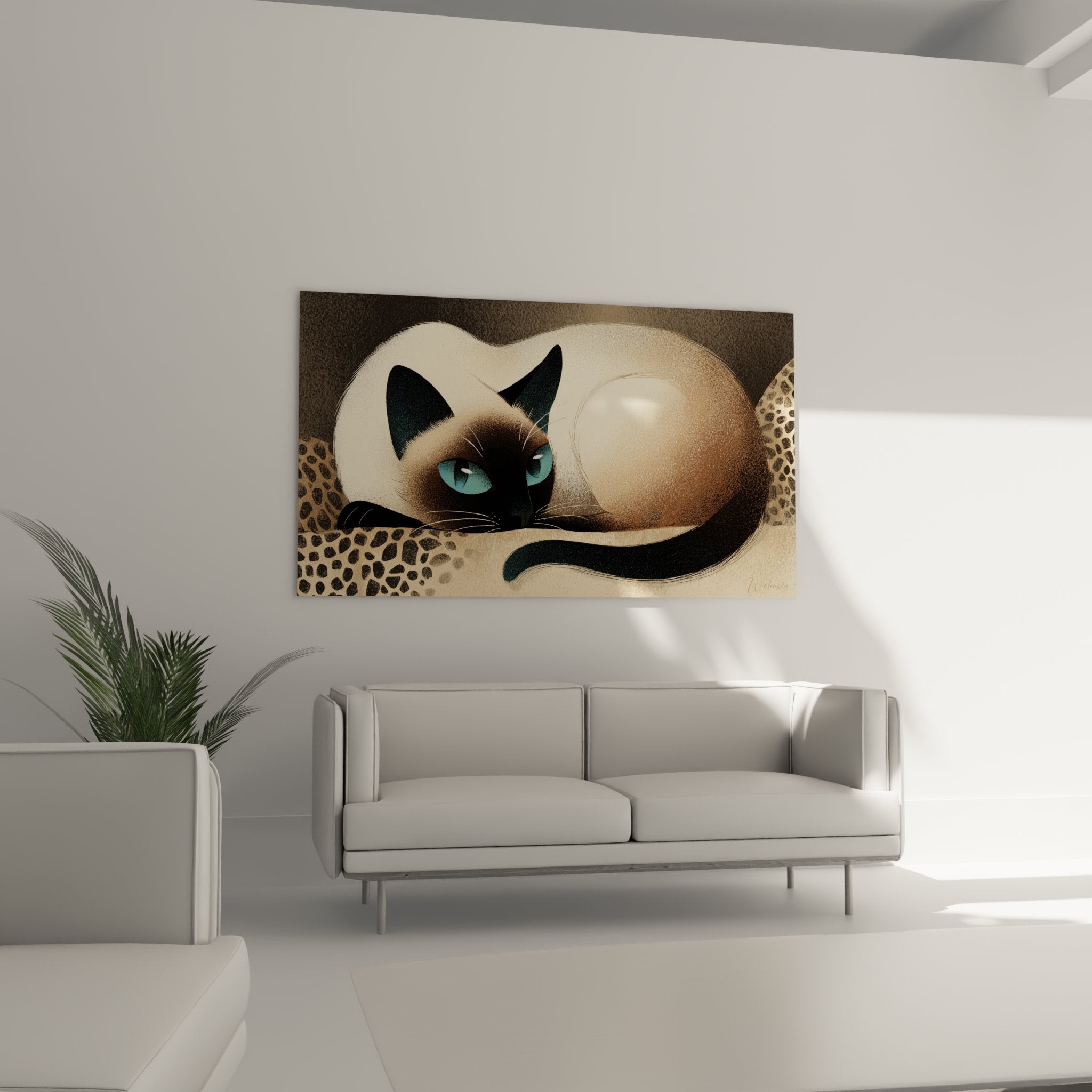 Primo piano ritratto gatto siamese occhi turchesi, dettagli mantello crema e maschera nera artistica