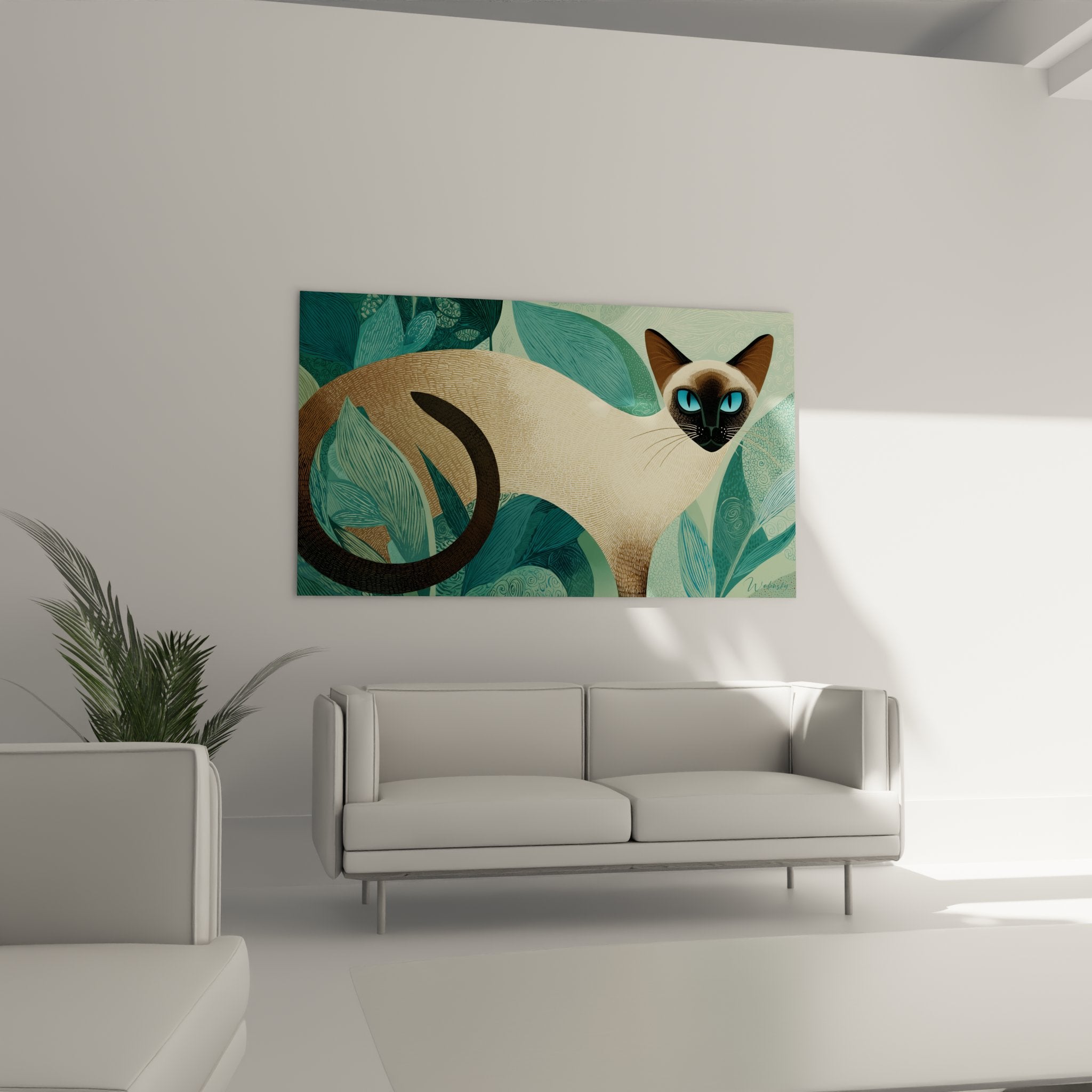 Primo piano sugli occhi blu penetranti del gatto siamese e dettagli del mantello crema e marrone