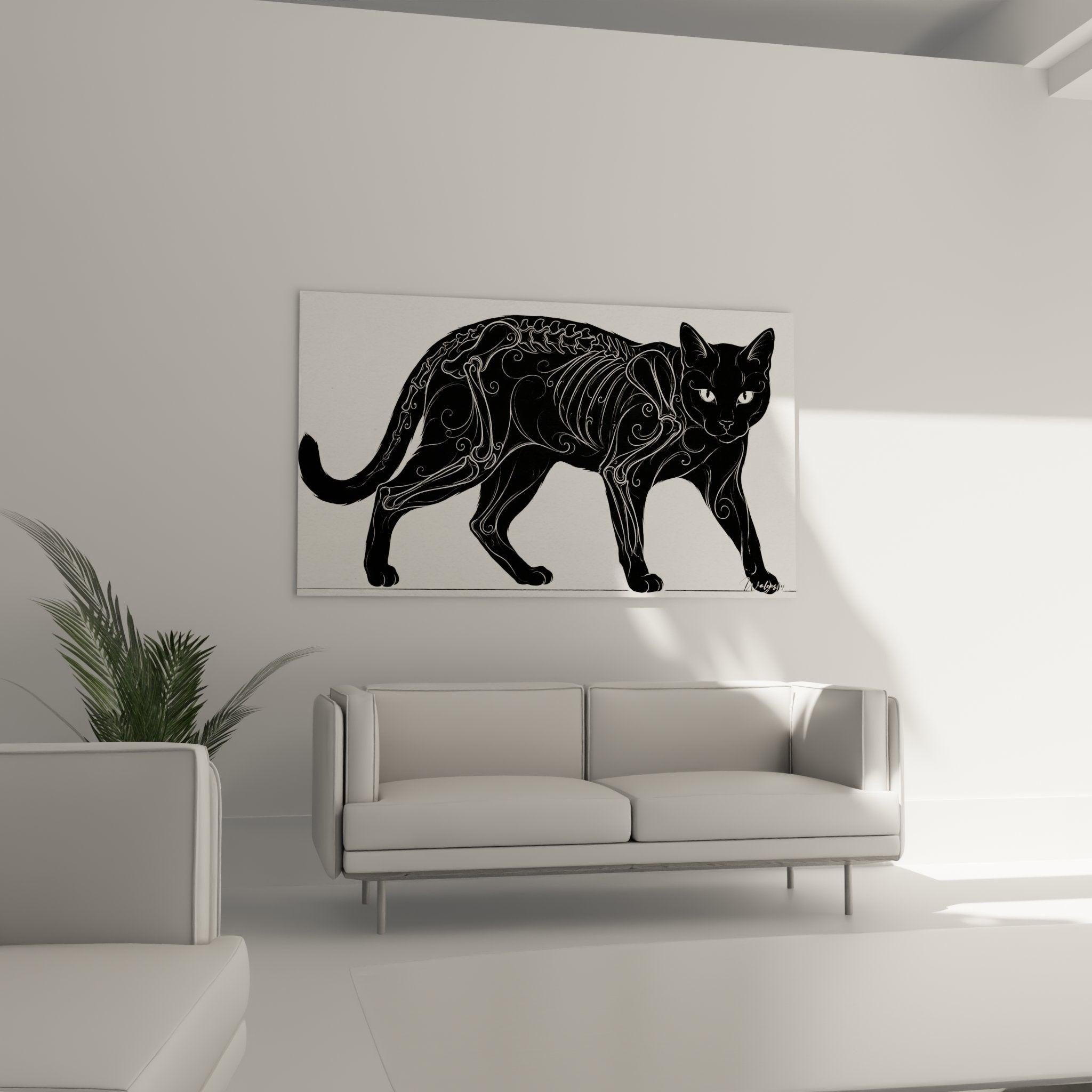 Detail ornements decoratifs chat Bombay tableau art mural motifs arabesques sophistiques