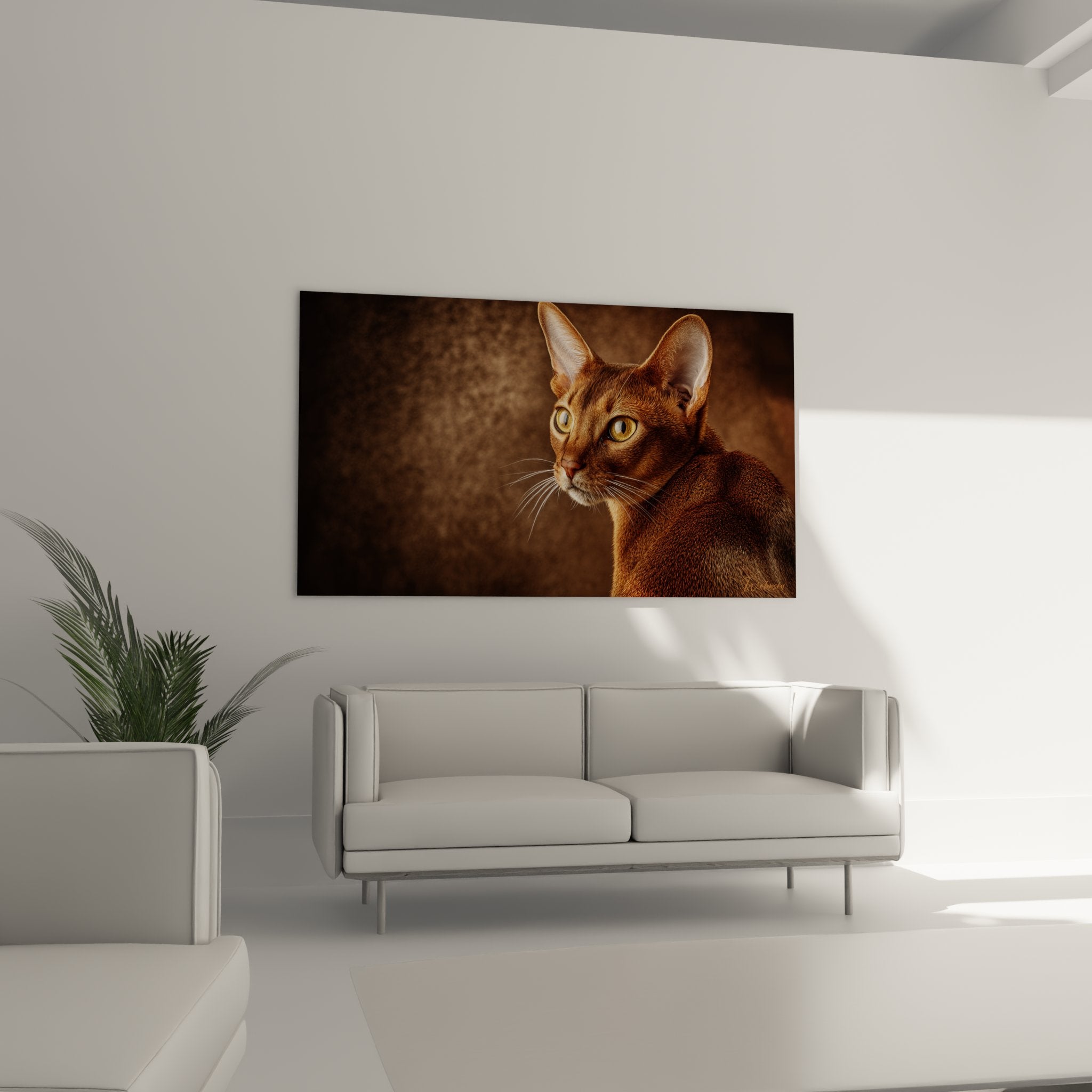 Détail tableau chat Chausie montrant la finesse des traits et la qualité d'impression sur toile premium