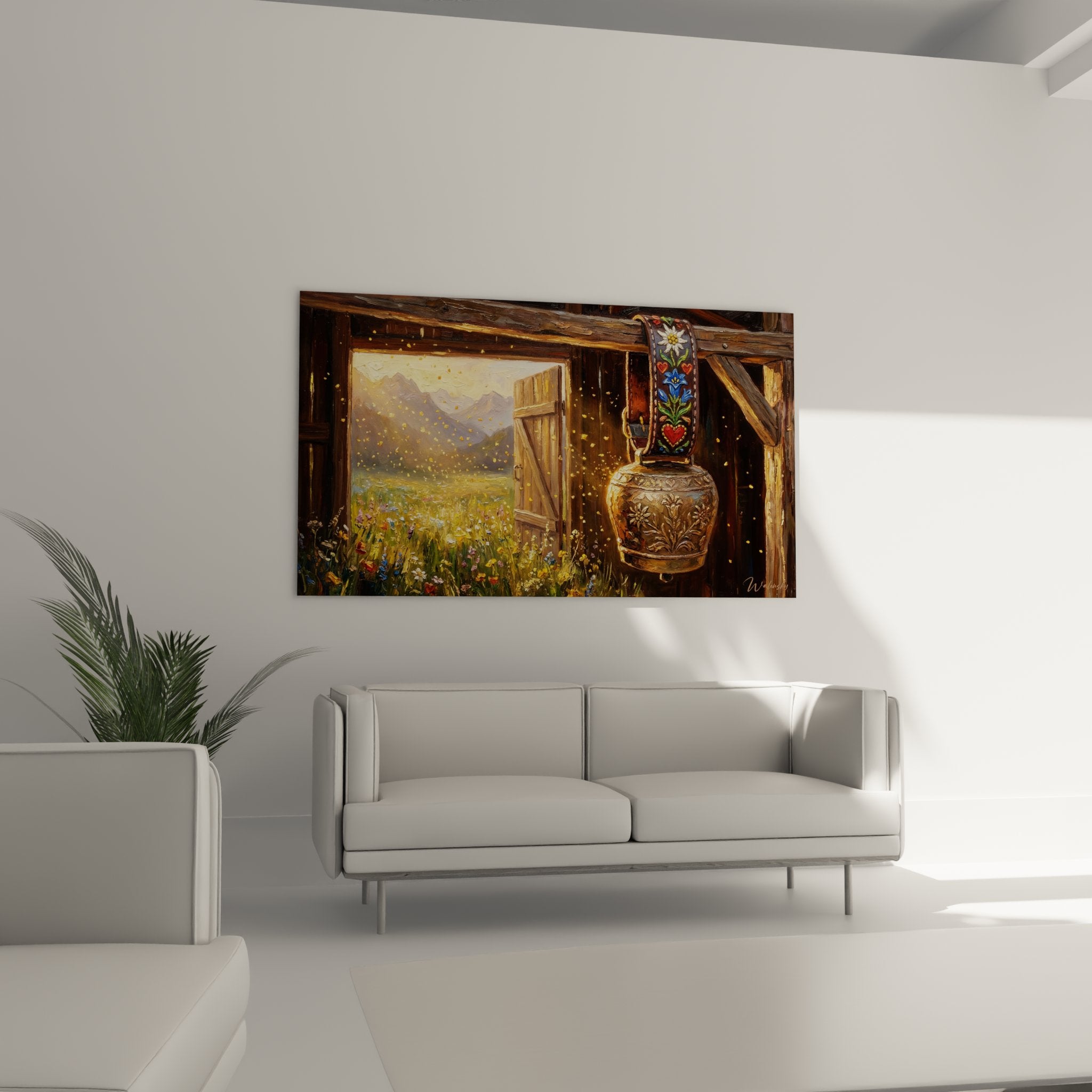 Dettaglio vaso ceramica decorativo con motivi alpini edelweiss e cuori, artigianato tradizionale di montagna