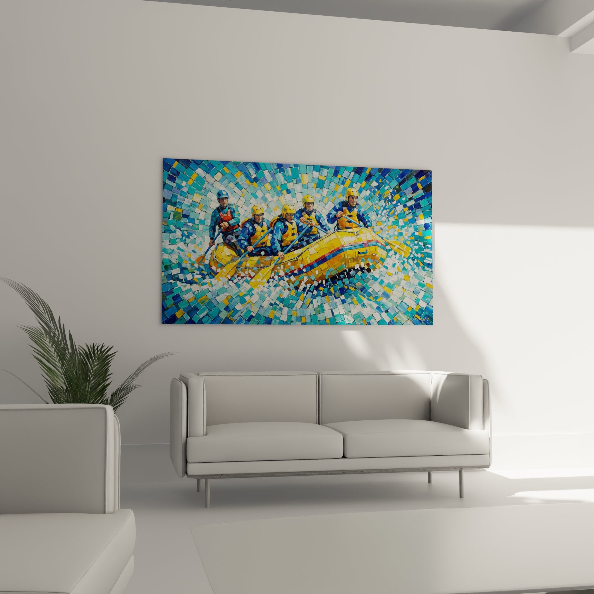 Technical detail mosaic artwork rafting colorful fragments artistic movement effect