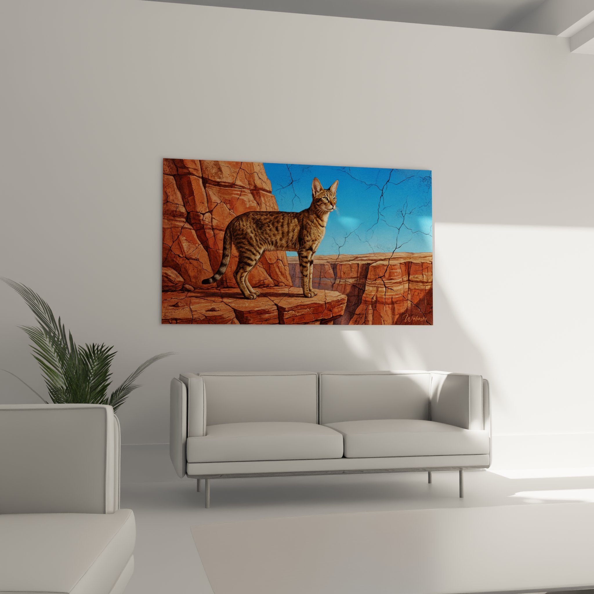 Detail pelage tigre chat Chausie, peinture realiste textures poils et expressions felins