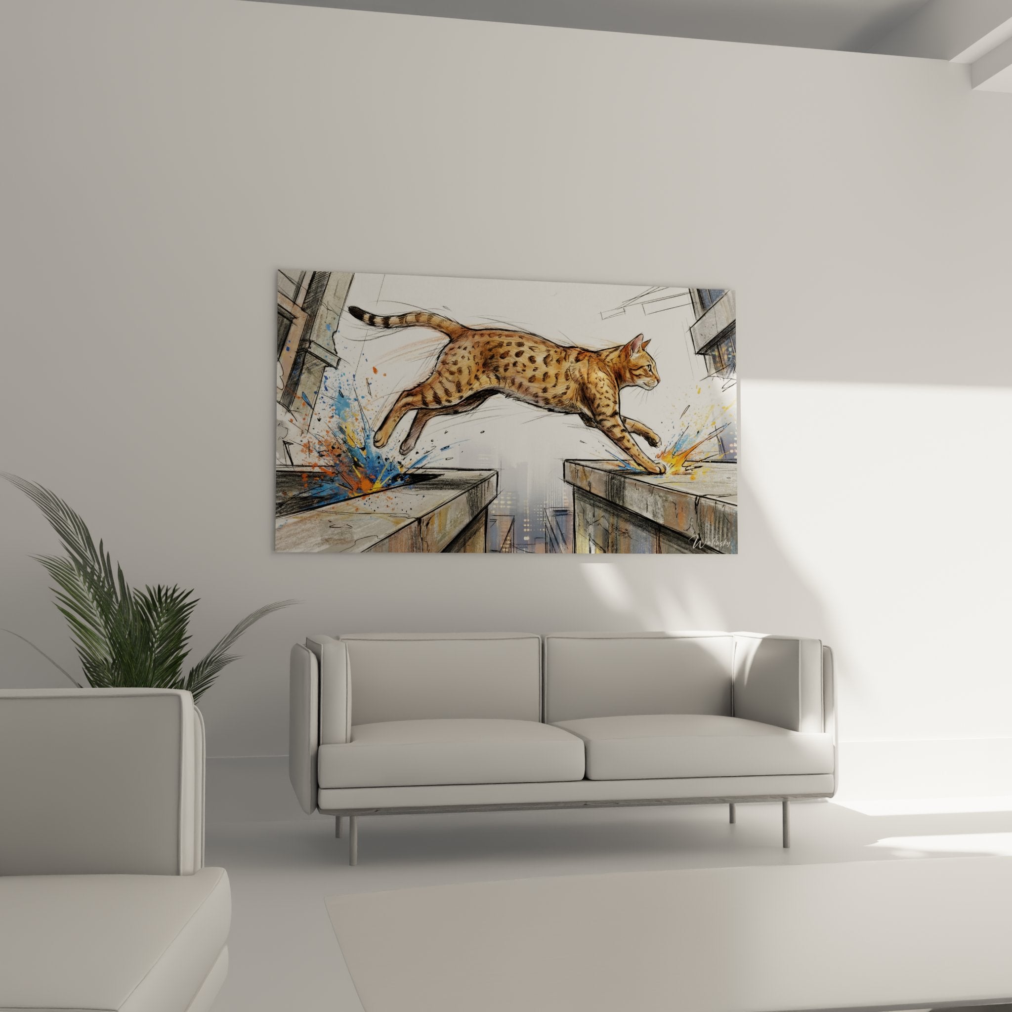 Detail pelage tachete chat Ocicat en mouvement avec spots caracteristiques et nuances dorees brunes