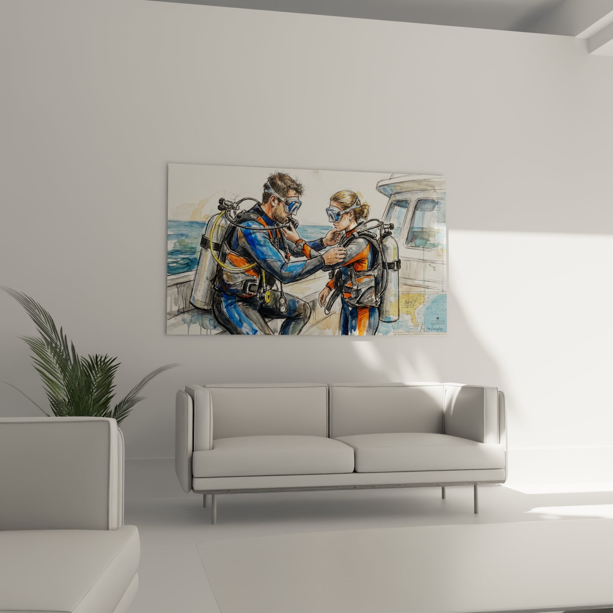 Détail du tableau montrant la vérification de l'équipement de plongée entre binômes sur bateau
