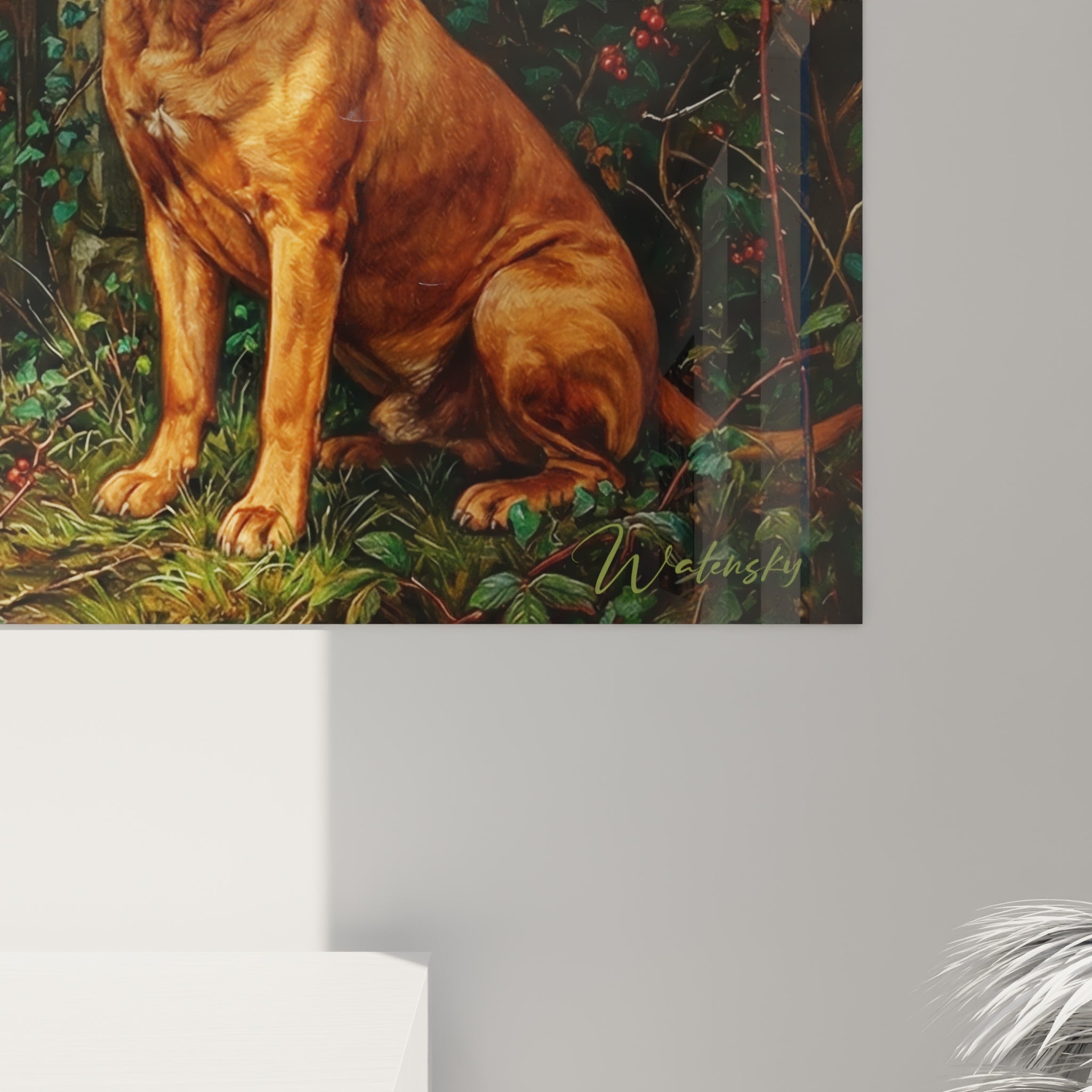 Vue ensemble tableau bullmastiffs portail jardin composition equilibree style pictural classique