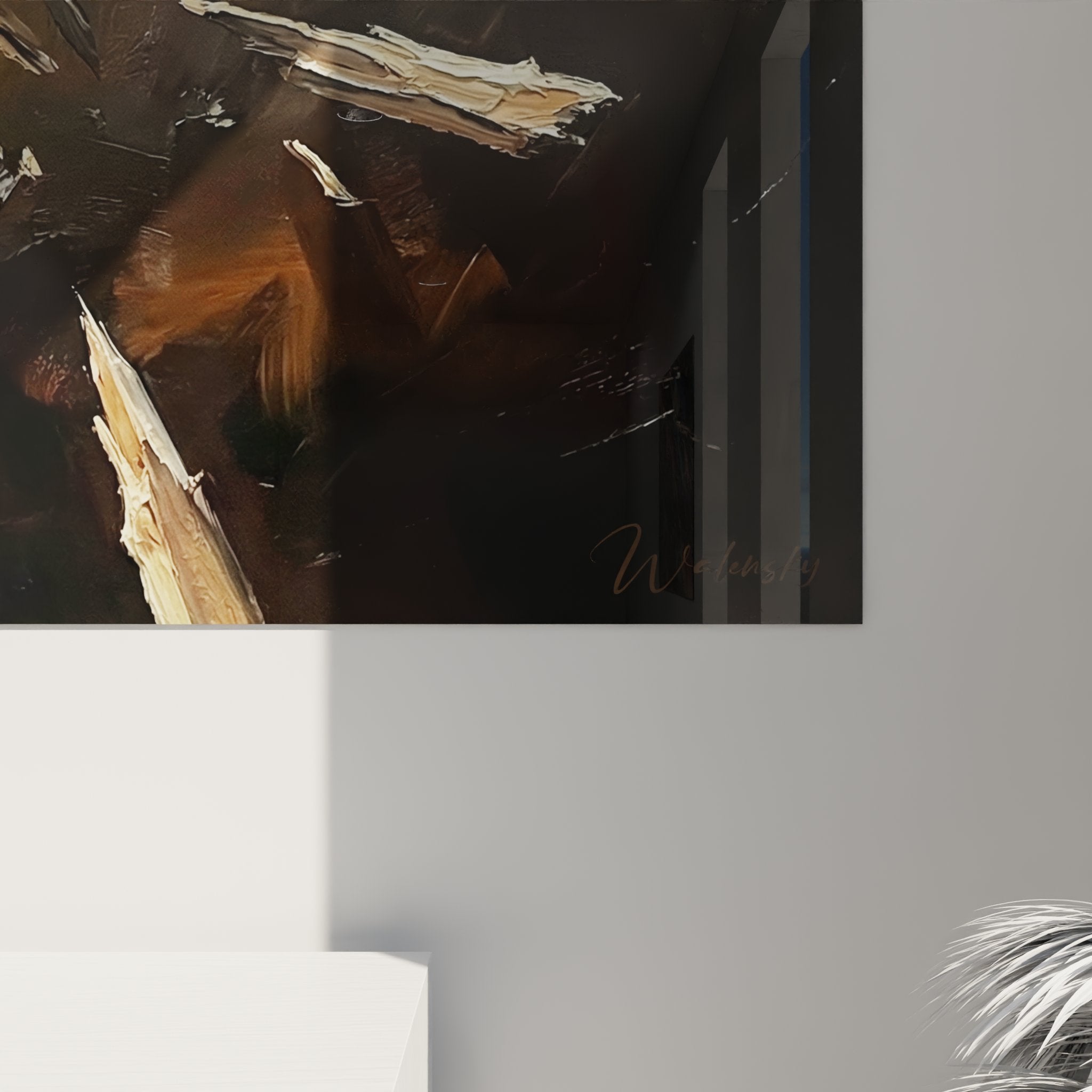 Vue d'ensemble tableau batte baseball brisee art mural decoration interieur sport americain