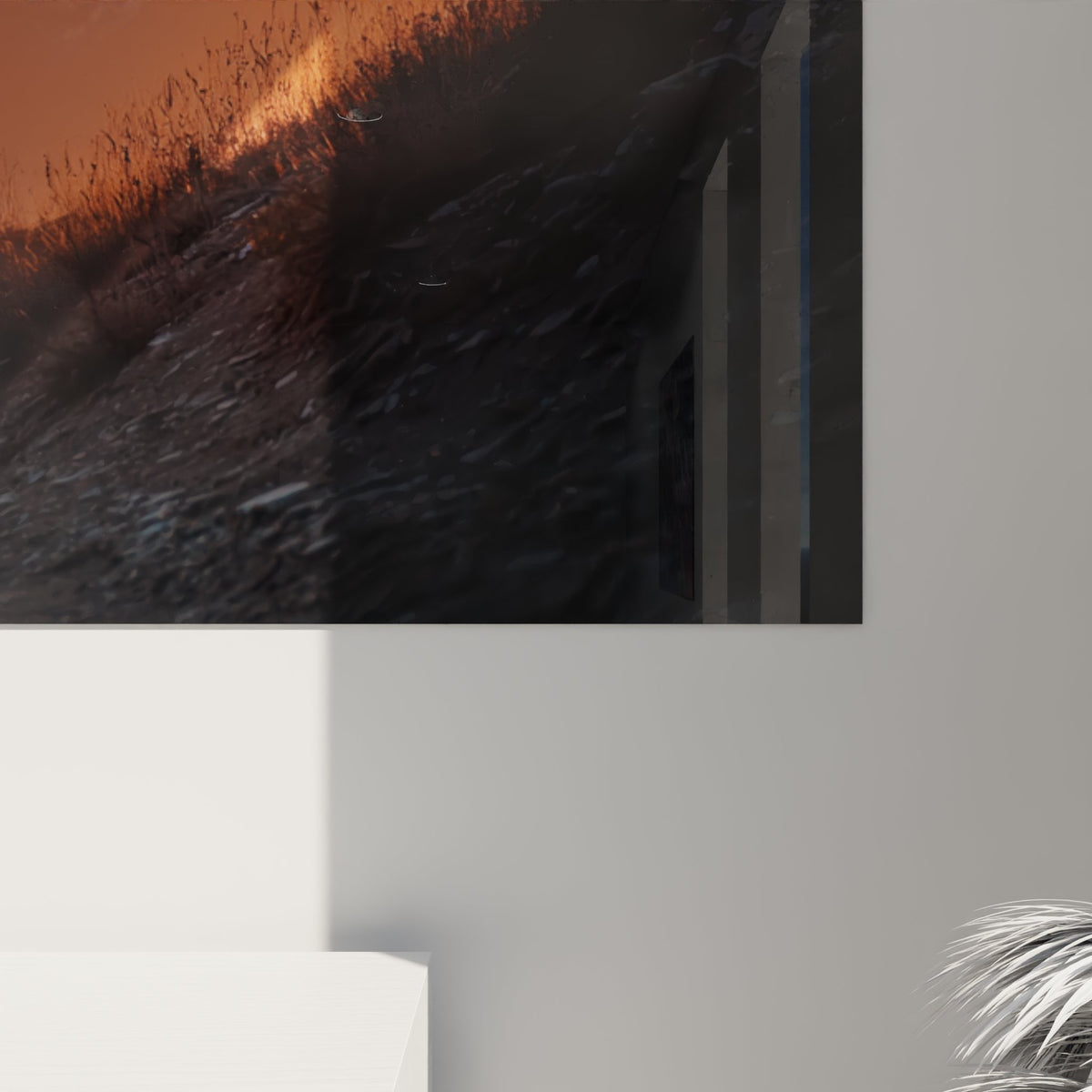 Vue ensemble tableau VTT sunset mountain dans salon moderne decoration murale sport nature